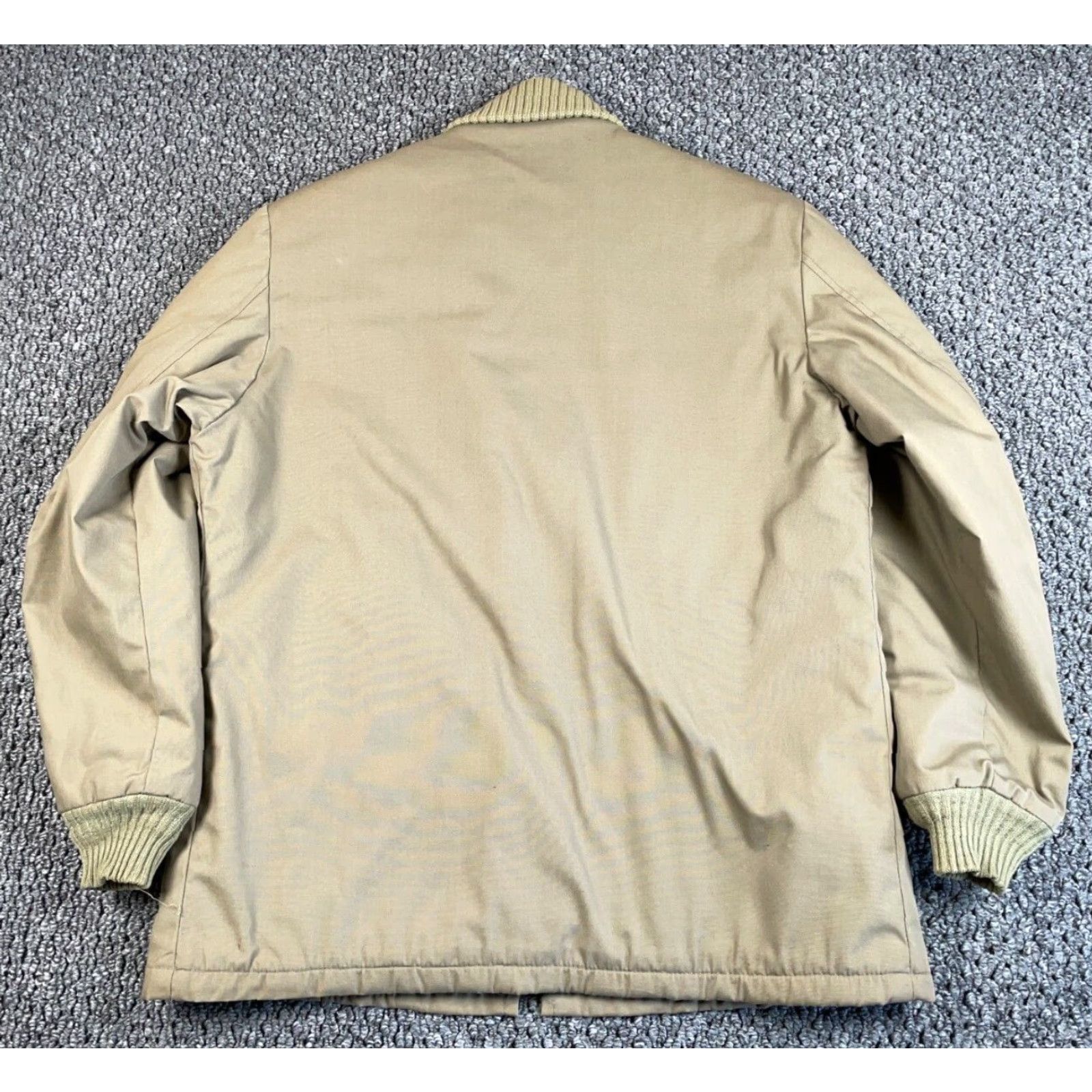 IDEA VTG 80s Bomber Jacket Adult Large Beige Faux Fur Lined Elongated Zip Full Zip Pockets Stand-Up Collar Regular Size US L / EU 52-54 / 3 - 2 Thumbnail