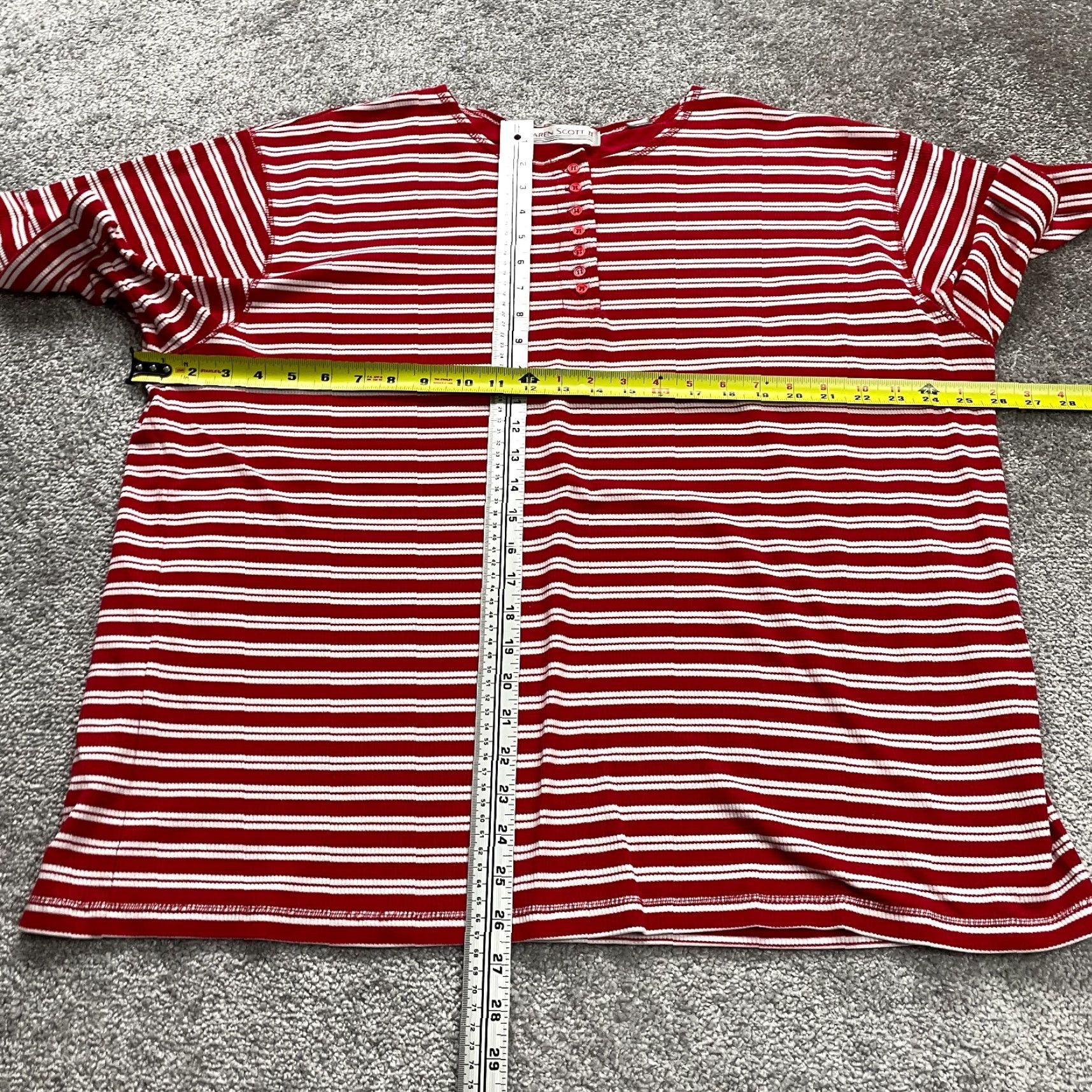 Vintage VINTAGE Karen Scott Cotton Henley Shirt Women 3XL Short Sleeve Striped Casual Summer Fall Size XXL / US 16-18 / IT 52-54 - 5 Thumbnail