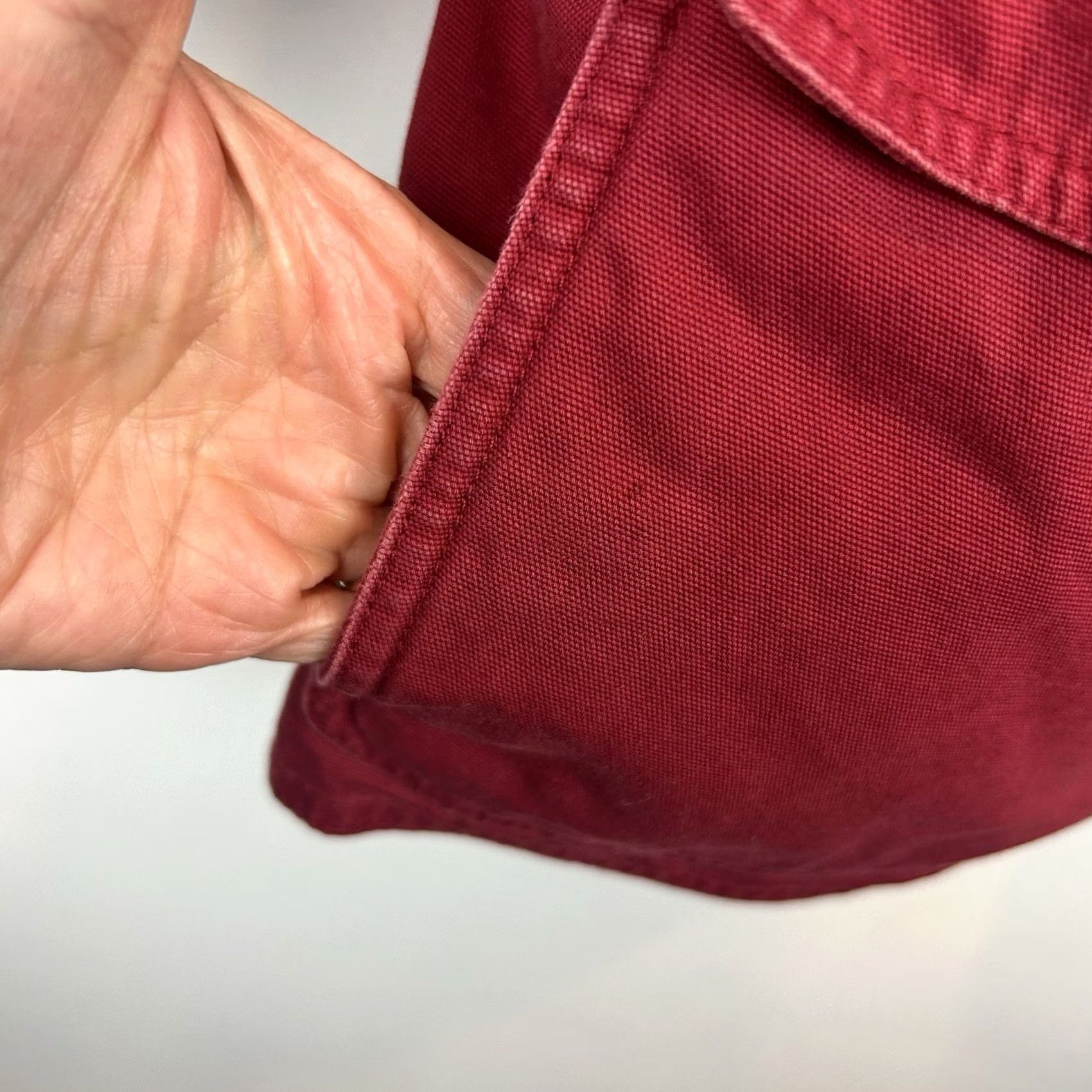 Vintage Woolrich Coat Women Medium Red Corduroy Collar Blanket Stripe Fleece Lining Overcoat Size M / US 6-8 / IT 42-44 - 5 Thumbnail