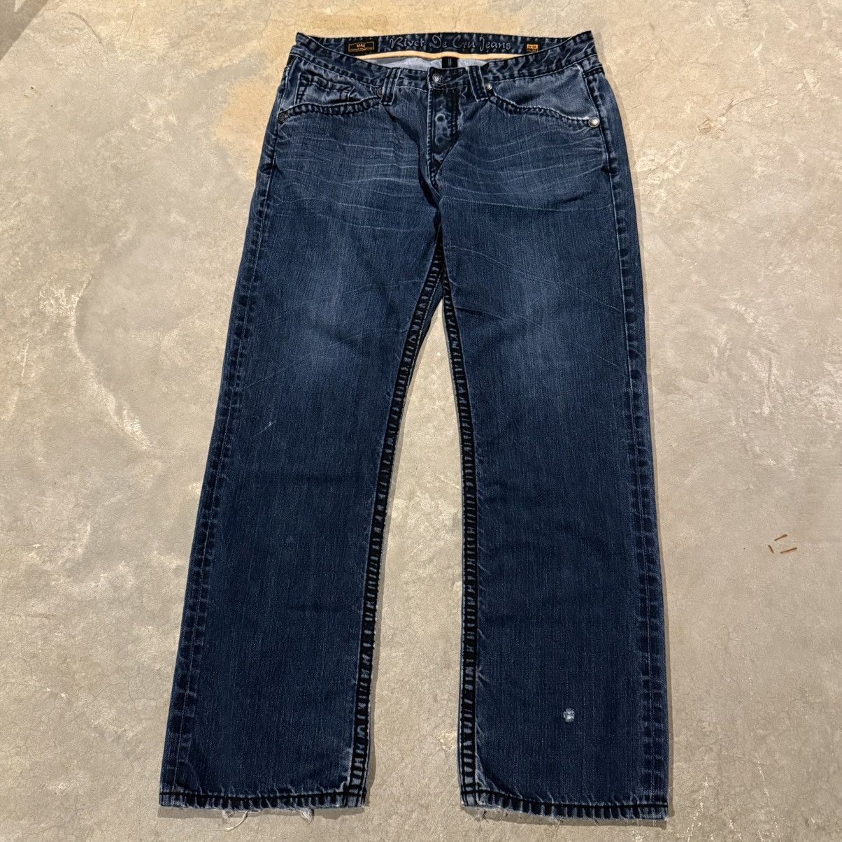 Vintage Vtg 2000s Faded Distressed Indigo Baggy Jeans ERD Grunge Y2K Size US 36 / EU 52 - 2 Thumbnail