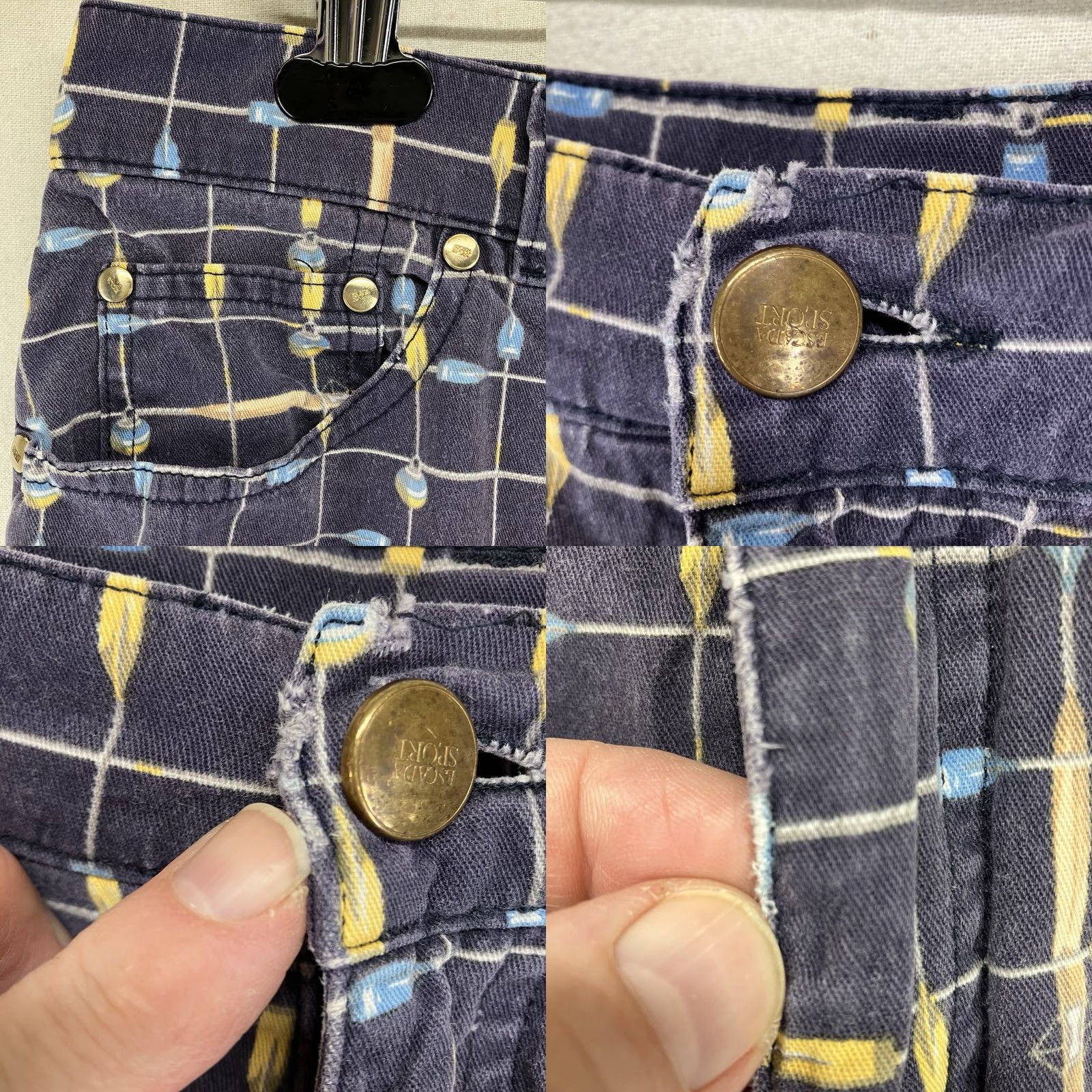 Escada VINTAGE ESCADA Sport ITALY Rowing Boat Print Pants Jeans 44 Navy Blue Knit Cotton Blend Stretch-Front Zip Regular Straight Leg 30.5 Inseam Womens Size 30" / US 8 / IT 44 - 8 Thumbnail