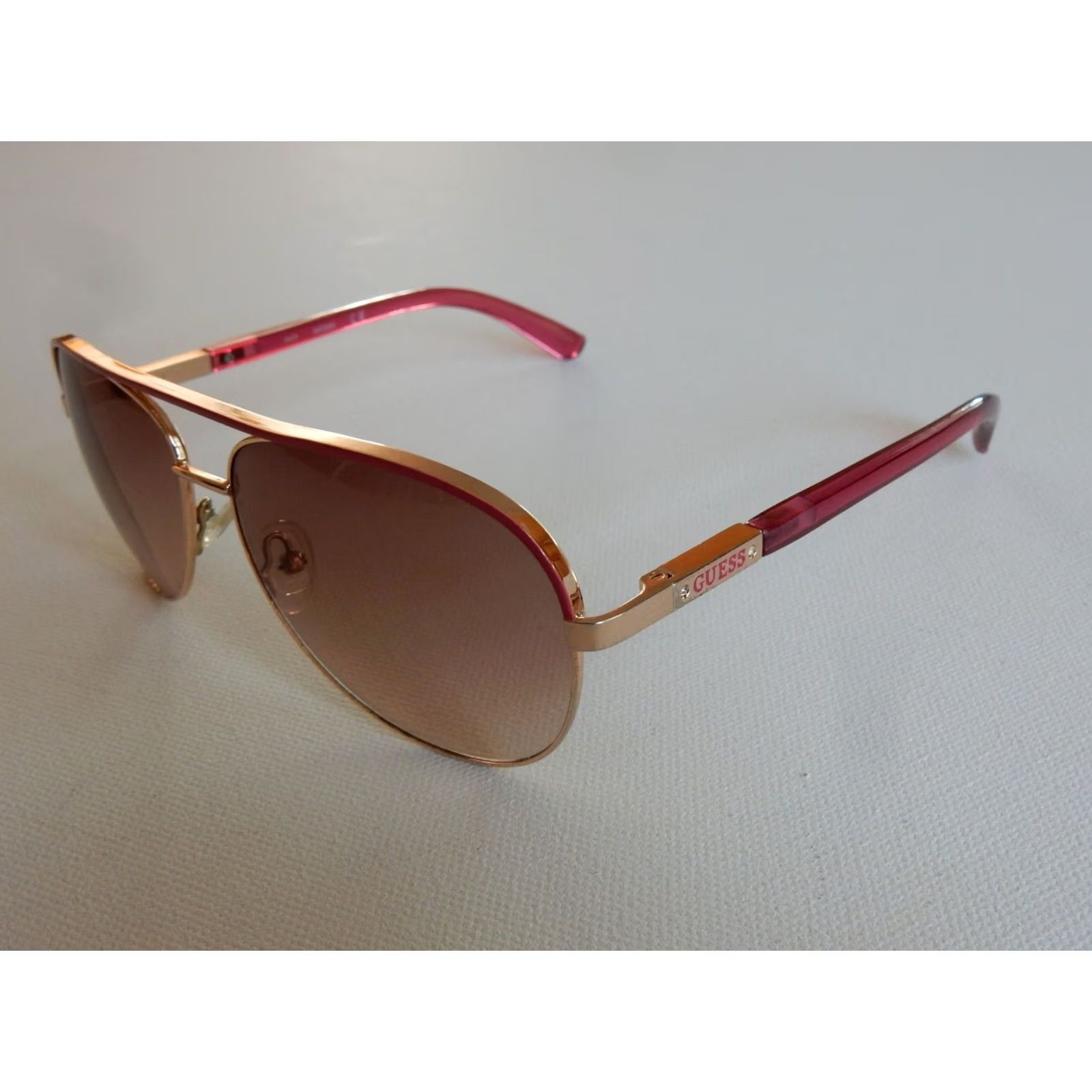 Guess VINTAGE GUESS Sunglasses Aviator Women Pink & Gold UV 60[]14 130 RO-62A Size ONE SIZE - 2 Thumbnail