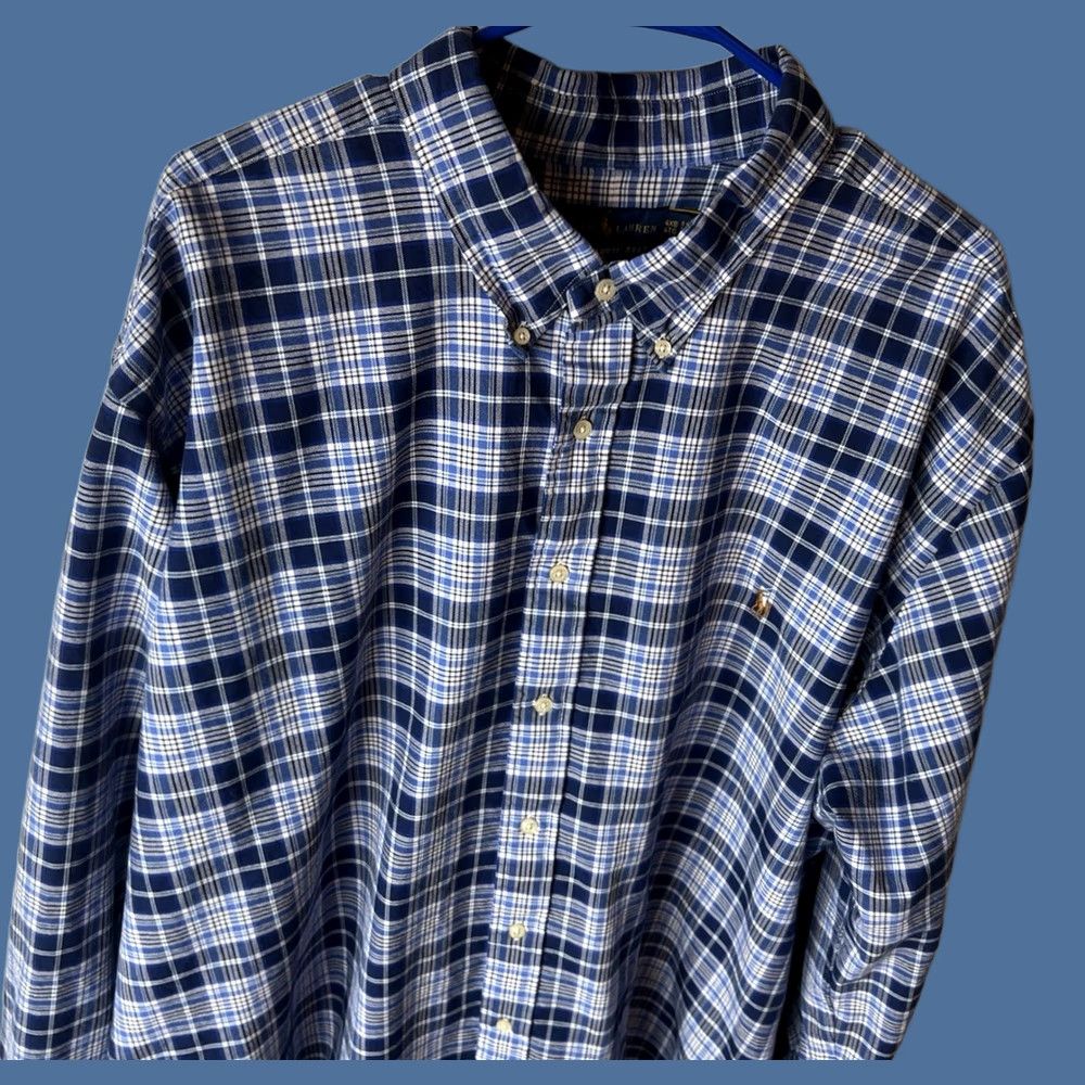 Polo Ralph Lauren Polo Ralph Lauren Shirt Mens 4XB Blue Plaid Oxford Button-Down Preppy Oxford Cotton Button Up Big & Tall Boys? Size US XXL / EU 58 / 5 - 1 Thumbnail