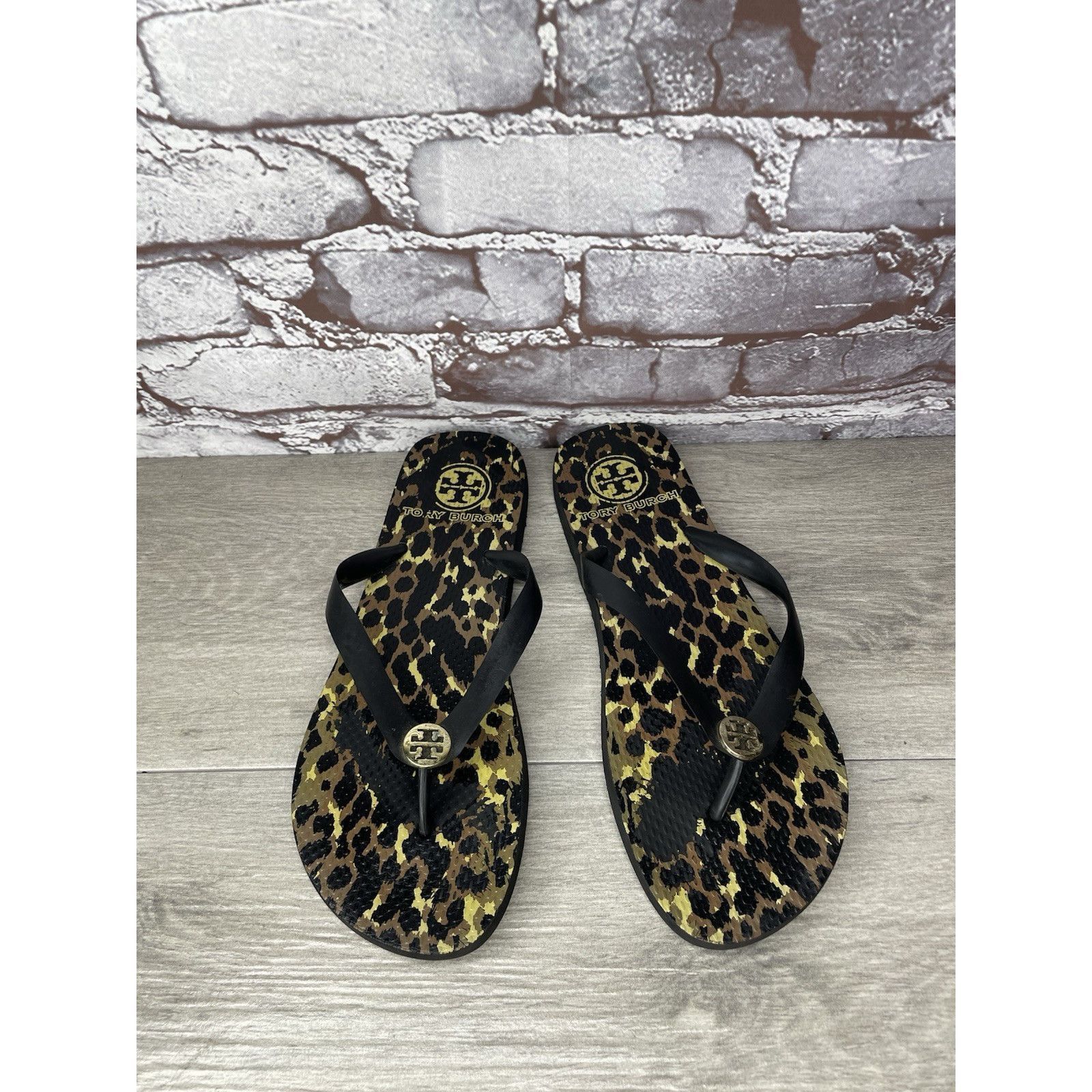Tory Burch Tory Burch Animal Leopard Cheetah Print Black FlipFlops Sand Size US 9 / IT 39 - 1 Thumbnail