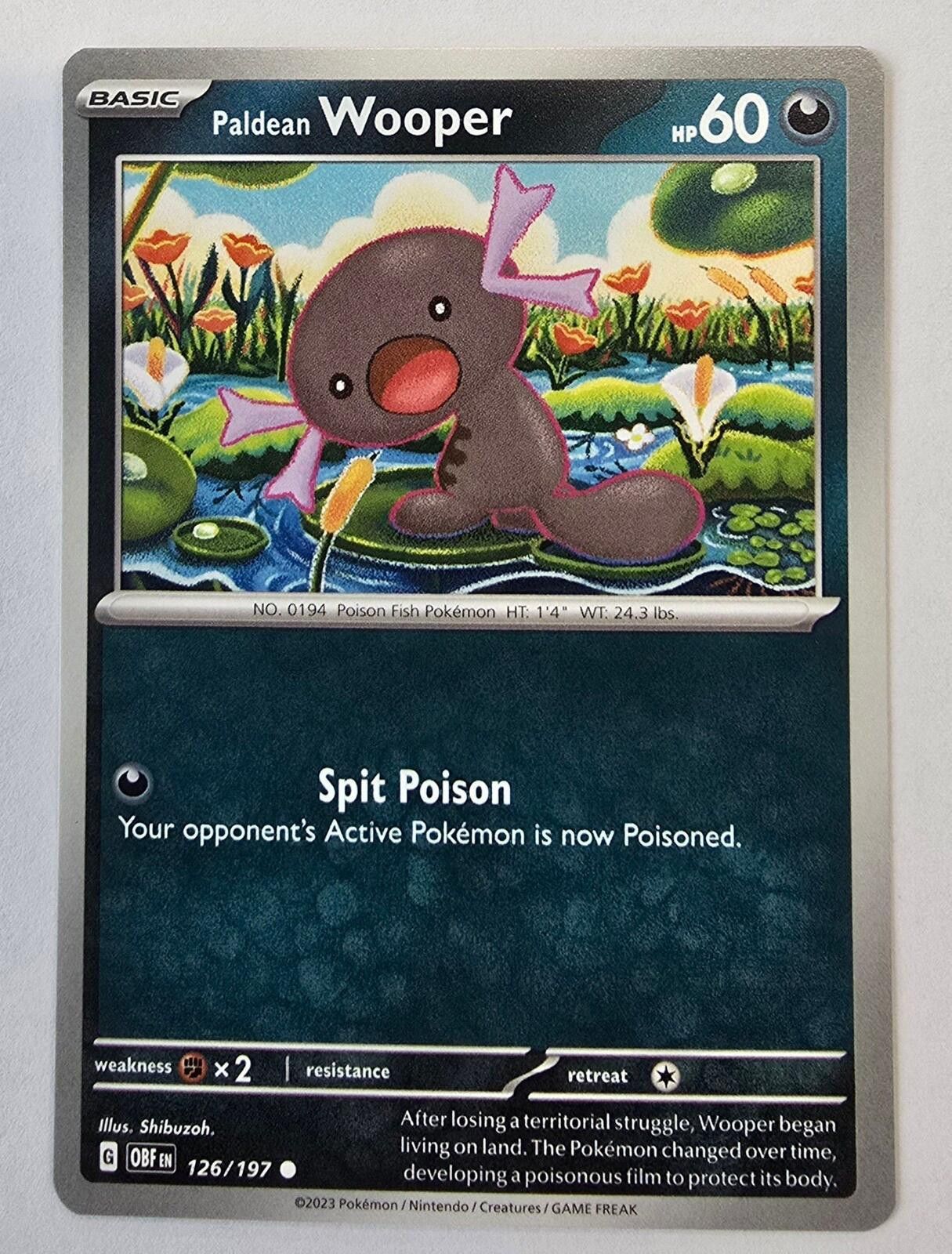 Pokemon Paldean Wooper Pokémon card Obsidian Flames Size ONE SIZE - 1 Thumbnail