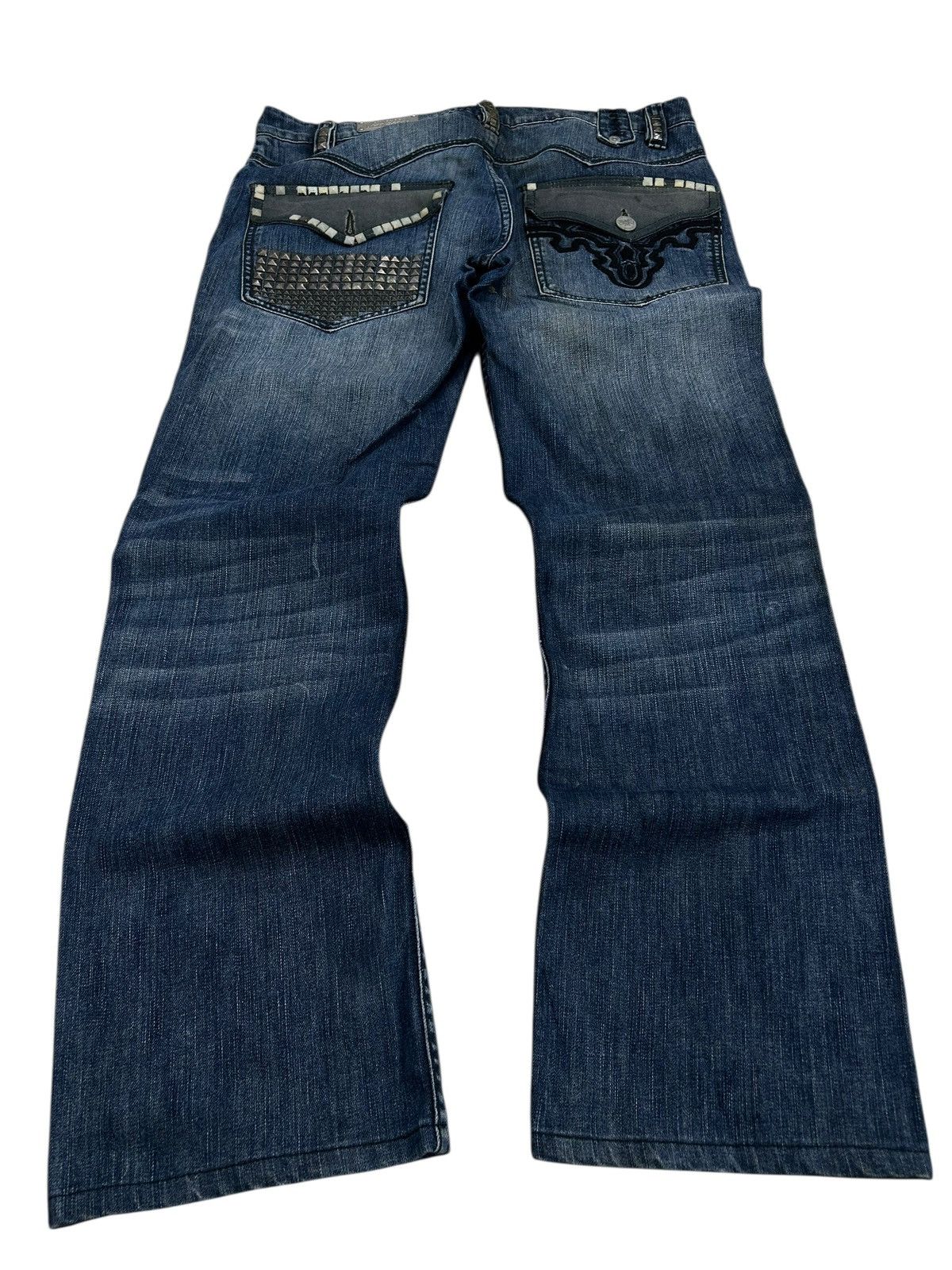 20471120 × GOSTAR DE FUGA × Japanese Brand Antik Heritage Denim Baggy Style Studded Mud Washed Distress Size US 34 / EU 50 - 2 Thumbnail