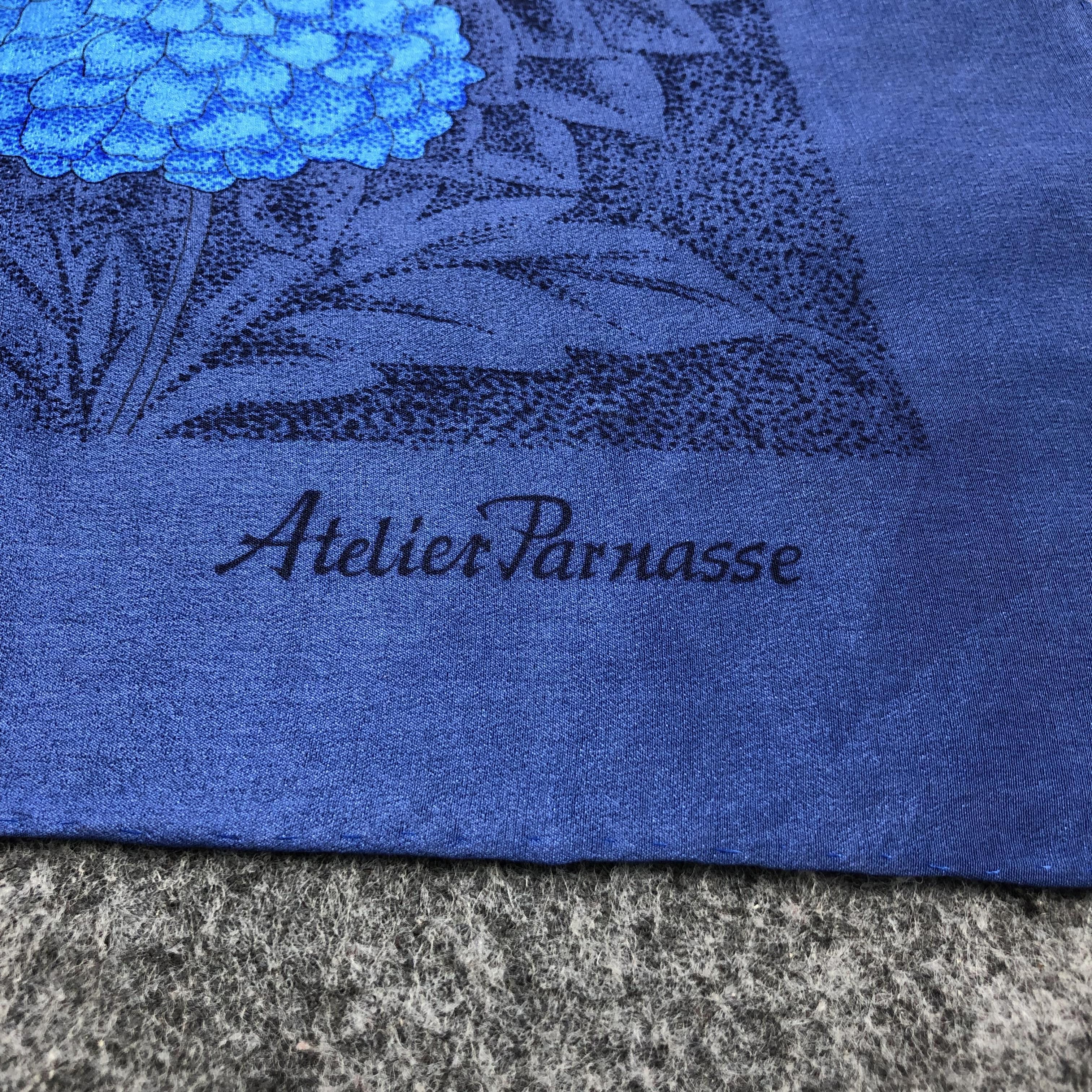 Japanese Brand Atelier Parnasse Blue Flower Silk Scarf M376 Size ONE SIZE - 4 Thumbnail