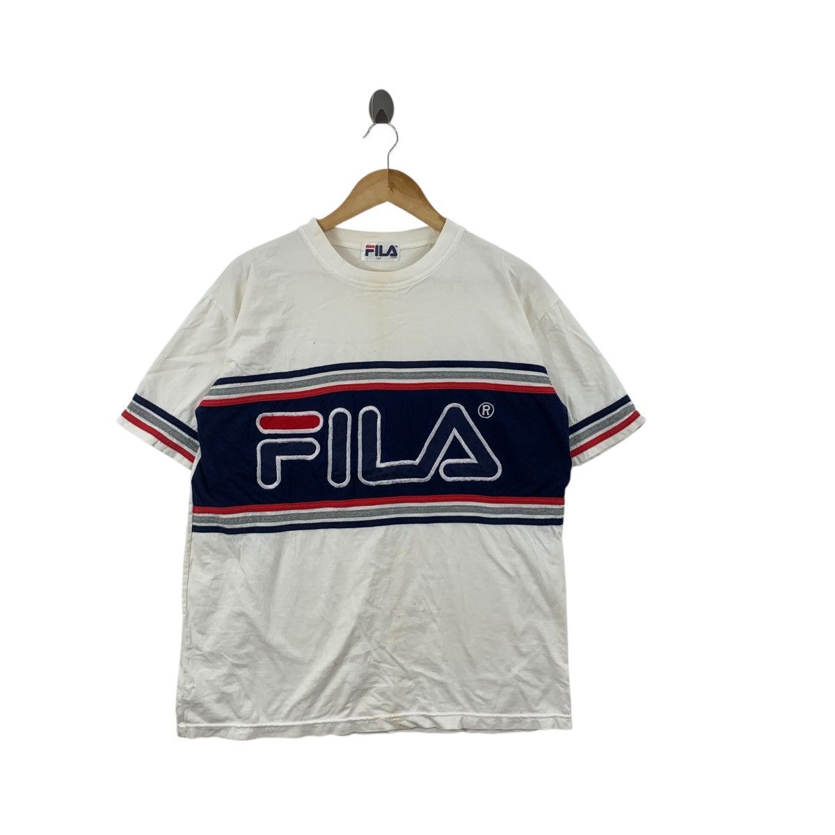 Fila Vintage FILA BIELLA ITALIA Embroidered Logo Baggy Tee Size L / US 10 / IT 46 - 3 Thumbnail