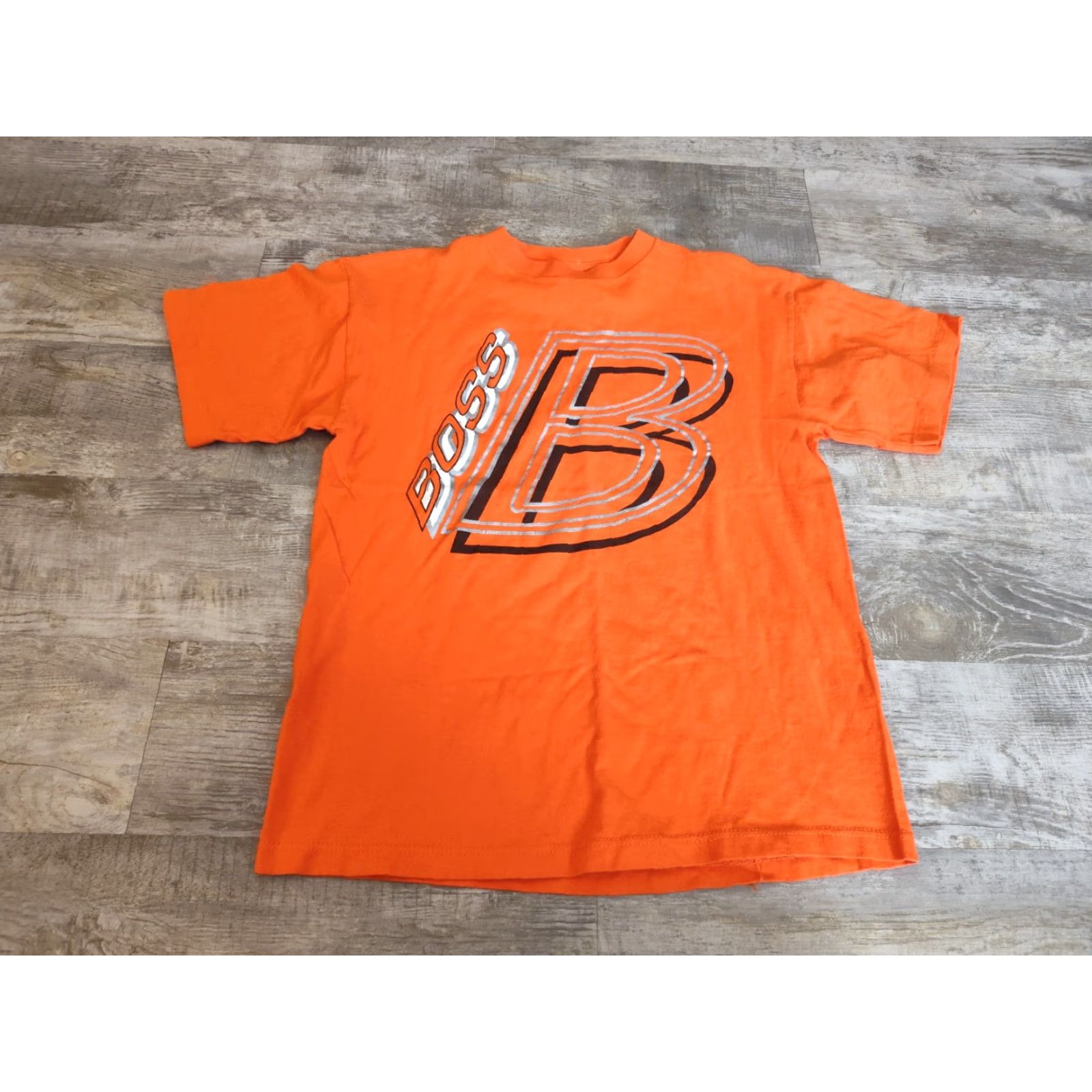 Vintage VINTAGE Boss T-Shirt Men 90s Short Sleeve Cotton Orange Graphic Print Shadow Box XL Made in USA Size US XL / EU 56 / 4 - 2 Thumbnail