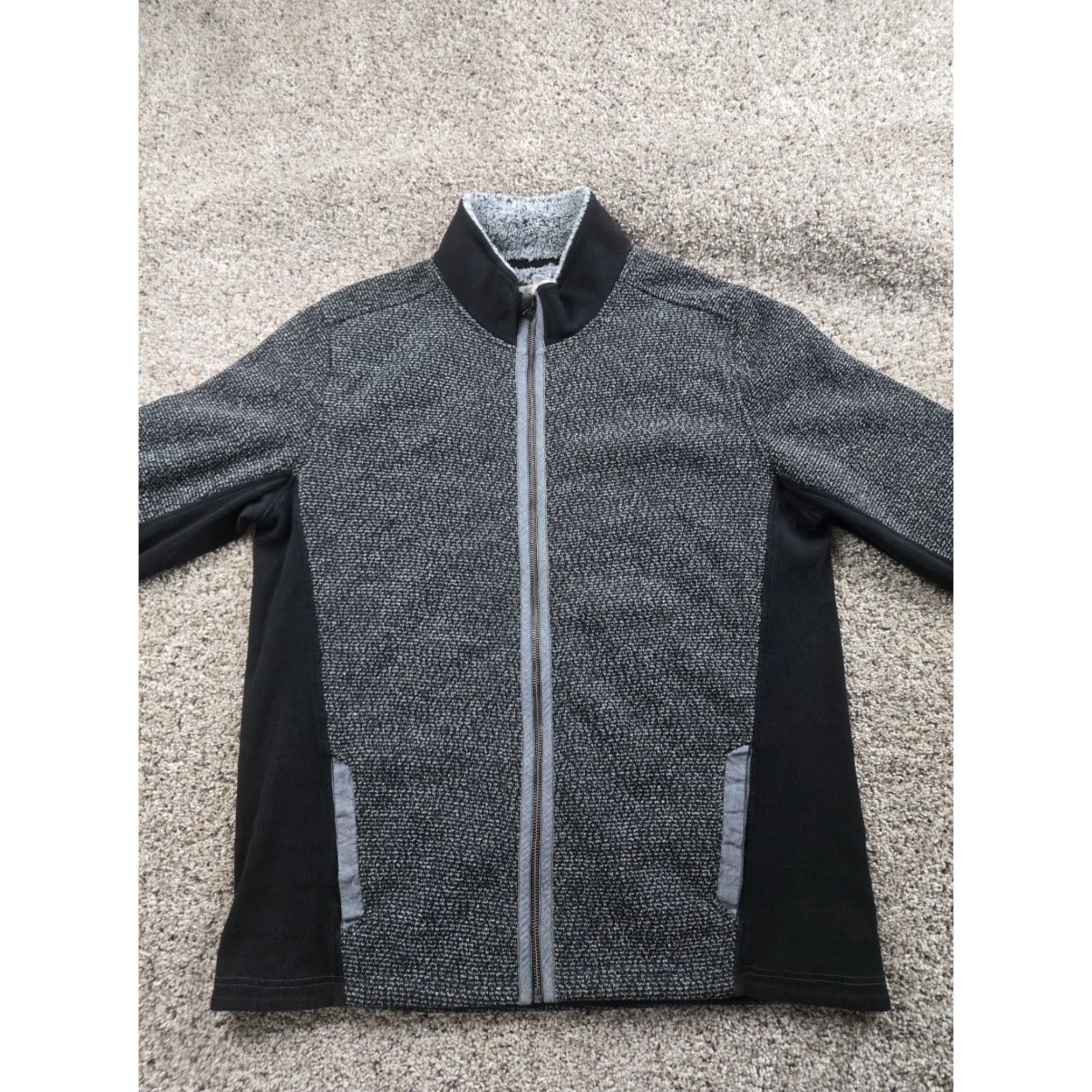 Carbon Carbon Jacket Mens XL Gray Knit Full Zip Bomber Stand-Up Collar Lined Pockets Fleece Insulated Size US XL / EU 56 / 4 - 4 Thumbnail