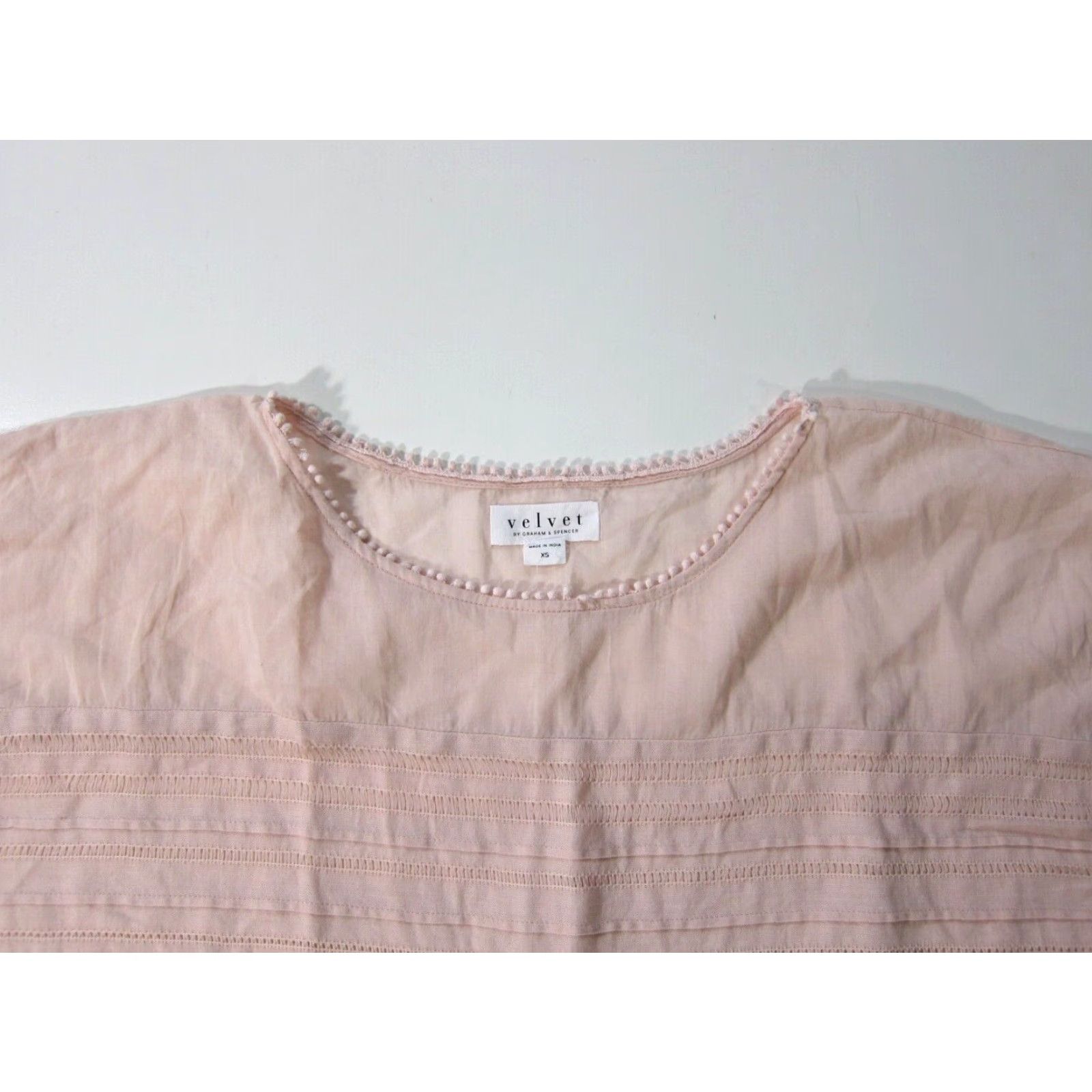 Velvet VINTAGE Velvet By Graham & Spencer 100% Cotton Pink Lightweight Boxy Ruffle Blouse XS Size XS / US 0-2 / IT 36-38 - 5 Thumbnail