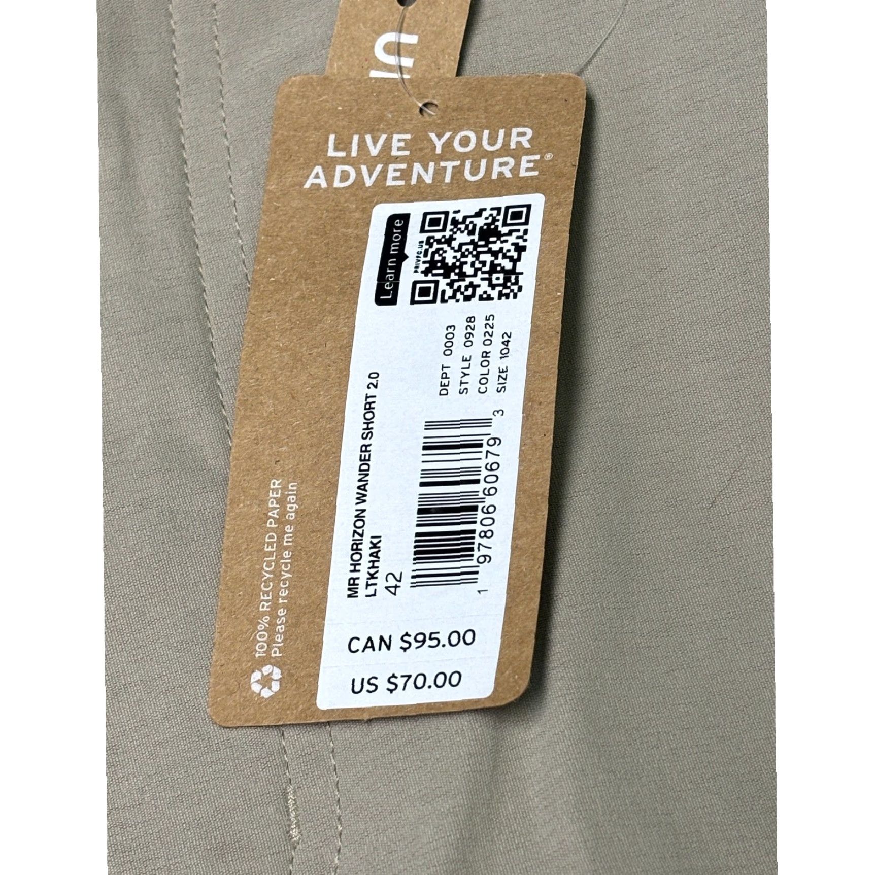 Eddie Bauer VINTAGE? No — Eddie Bauer Horizon Wander Shorts 2.0 Light Khaki 42x8 Nylon Spandex Water Resistant Quick Dry Chino Casual Travel Mens 42 Beige Size US 42 / EU 58 - 2 Thumbnail