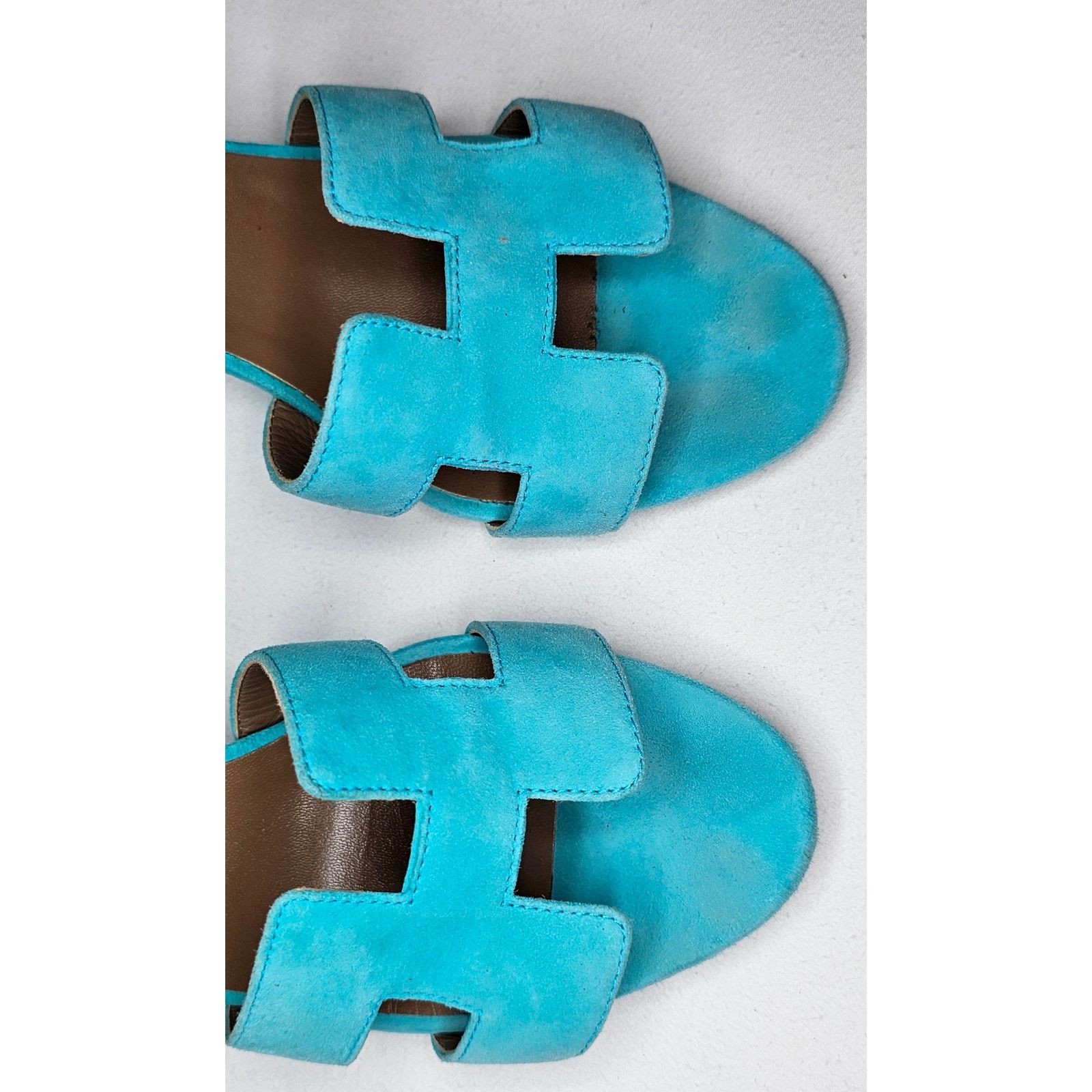 Hermes Hermès Legend Turquoise Suede Sandals Size US 6 / IT 36 - 9 Thumbnail