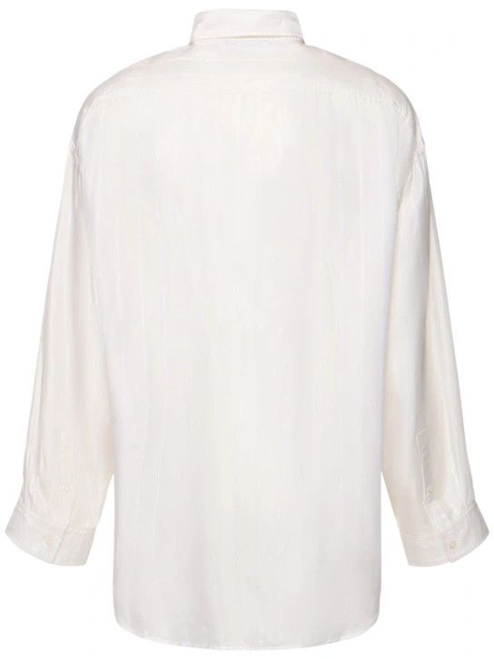 Acne Studios o1lsvrm0425 Setar Logo Stiped Cupro Shirt in White Size US M / EU 48-50 / 2 - 2 Thumbnail