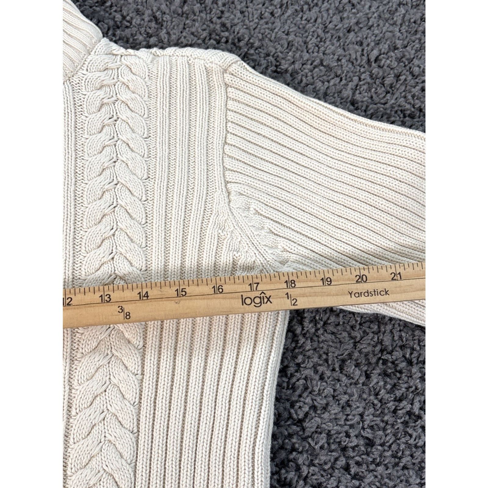 Talbots VINTAGE Talbots Cardigan Sweater Womens Petite Medium Ivory Mock 90s Knit Mock Neck Womens Size M / US 6-8 / IT 42-44 - 3 Thumbnail