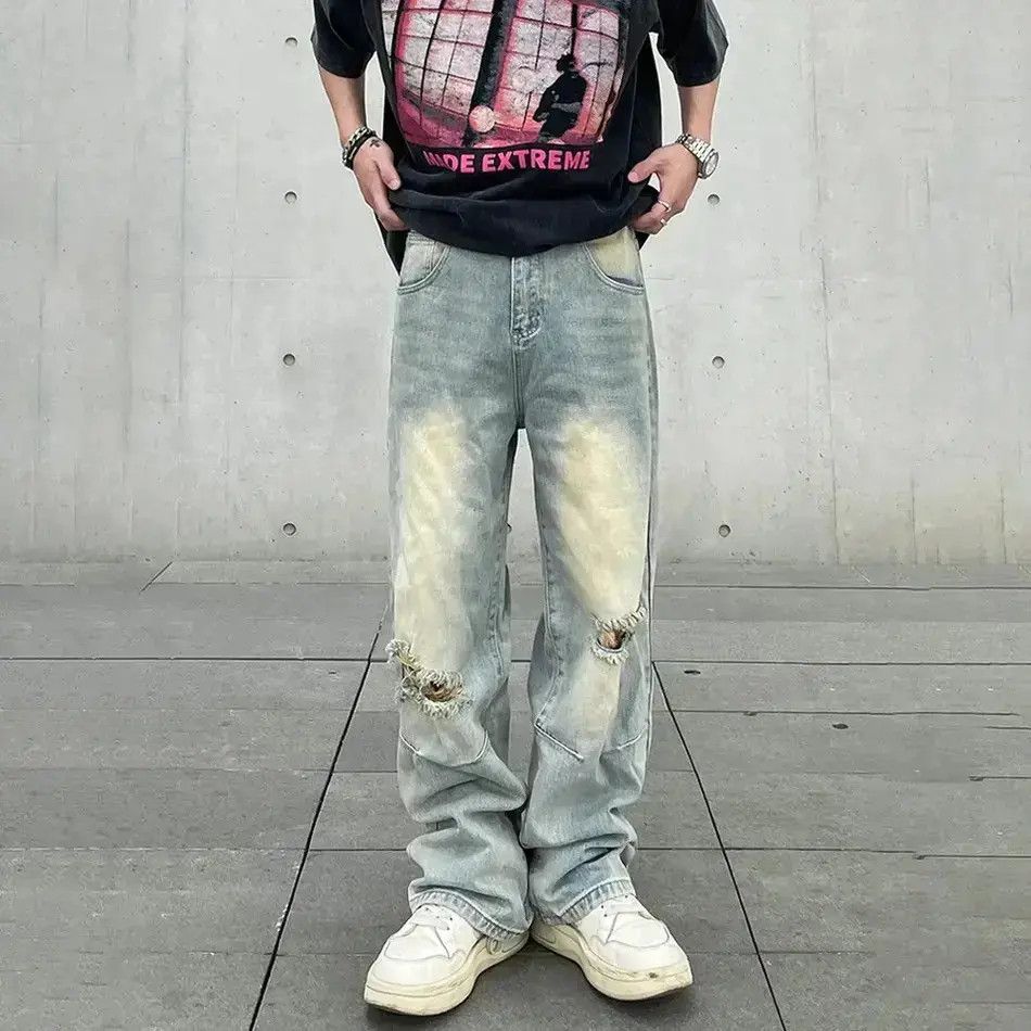 Japanese Brand Ripped Jeans Men Baggy Streetwear Size US 32 / EU 48 - 1 Thumbnail