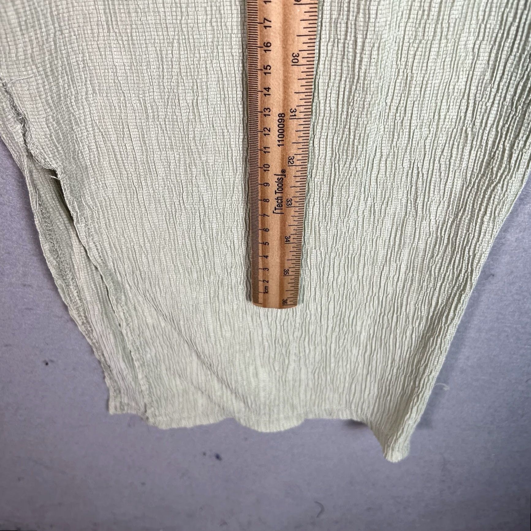 Mango Mango MNG Textured Wide Leg Pants Womens Large Green Elastic Waist Ankle Slit Size 36" / US 14 / IT 50 - 4 Thumbnail