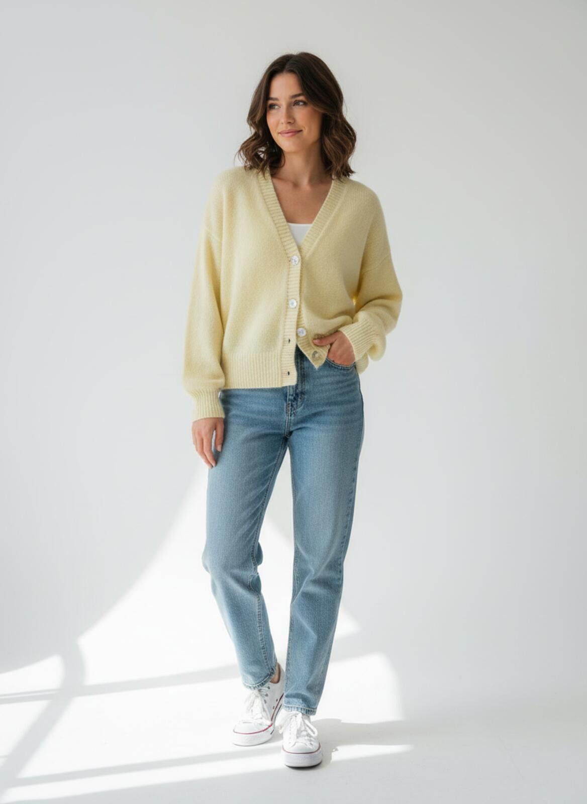 Other Princess Polly Soft Yellow Button-Up Cardigan Sweater S/M Size M / US 6-8 / IT 42-44 - 1 Thumbnail