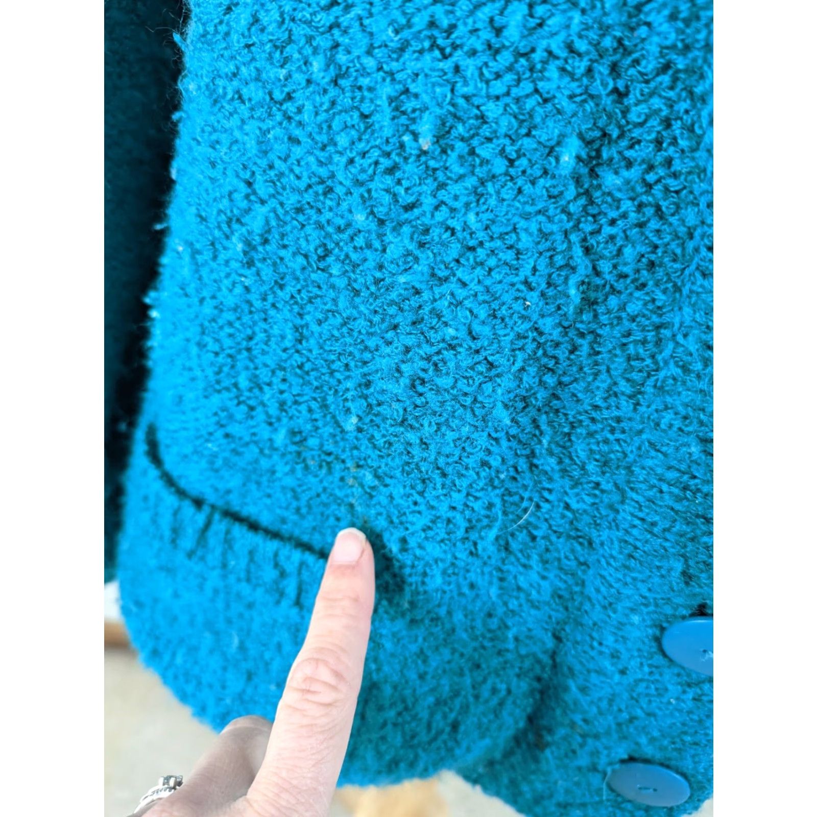 Altea VINTAGE Teal Green Cardigan Sweater Women's Large S12 Relaxed Oversized 80s Open Pockets Lightweight Knit Casual Fall Winter Size L / US 10 / IT 46 - 4 Thumbnail