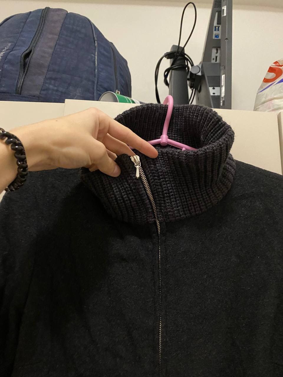 Designer × agnes b. Agnes B. Black Laine Wool Overcoat Size S / US 4 / IT 40 - 3 Thumbnail