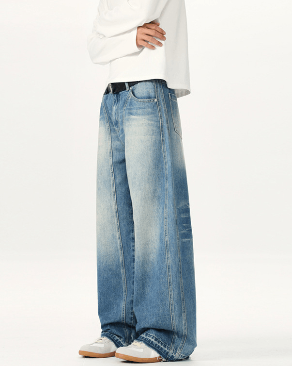 Japanese Brand × Jean Light blue washed distressed baggy jeans Size US 32 / EU 48 - 3 Thumbnail
