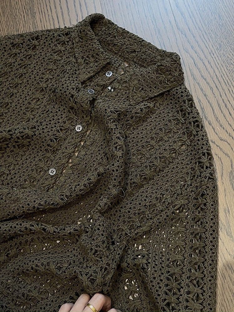 Japanese Brand × Vintage Retro fashion hollow out crochet button up shirt Size US XXL / EU 58 / 5 - 5 Thumbnail