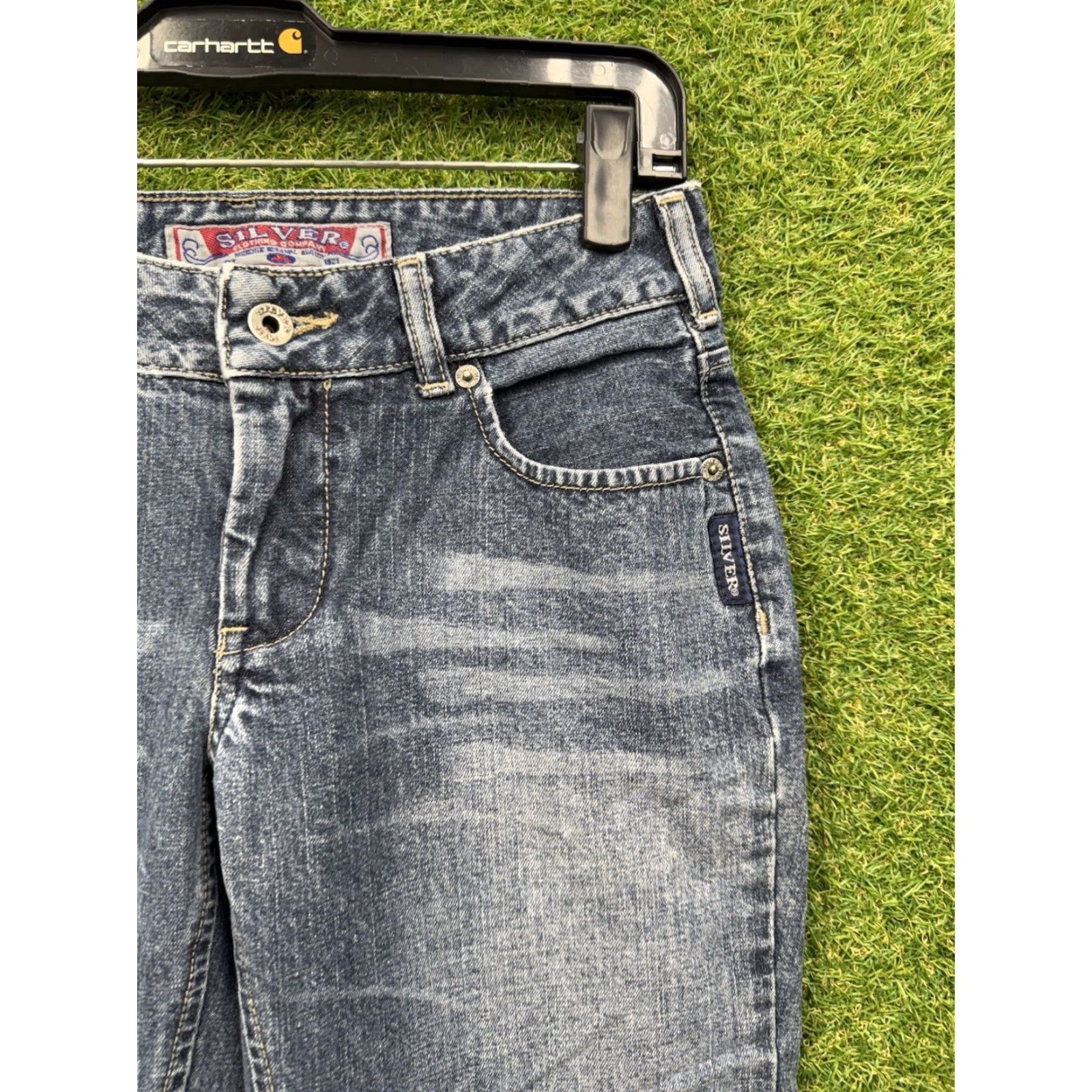 Silver Jeans Co. VINTAGE Silver Jeans Womens Flared Jeans 27/31 Dark Wash Blue Denim 20" Pockets Pants Size 27" / US 4 / IT 40 - 5 Thumbnail