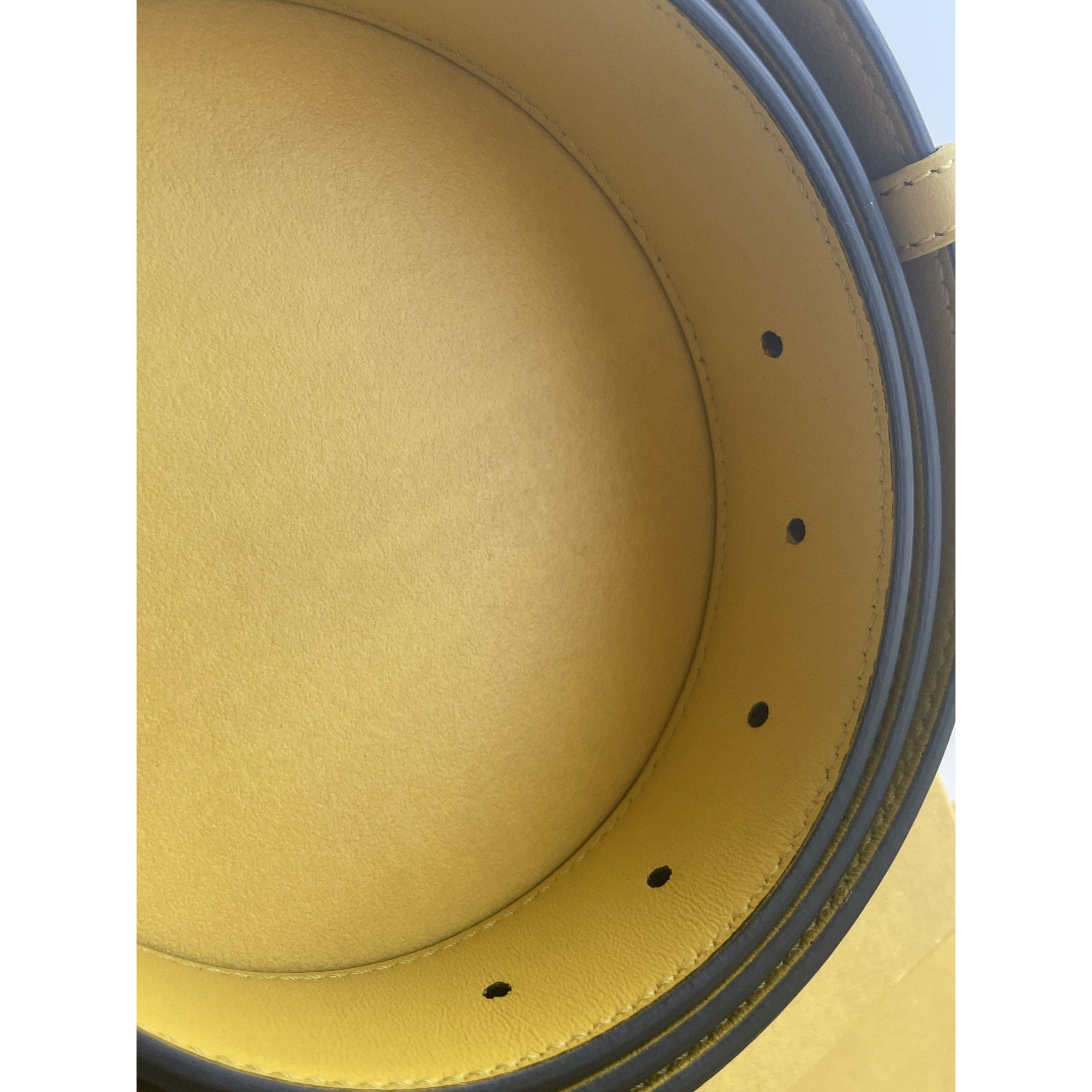 Fendi Fendi Mens Black & Yellow Leather Reversible Belt With FF Lo Size ONE SIZE - 4 Thumbnail