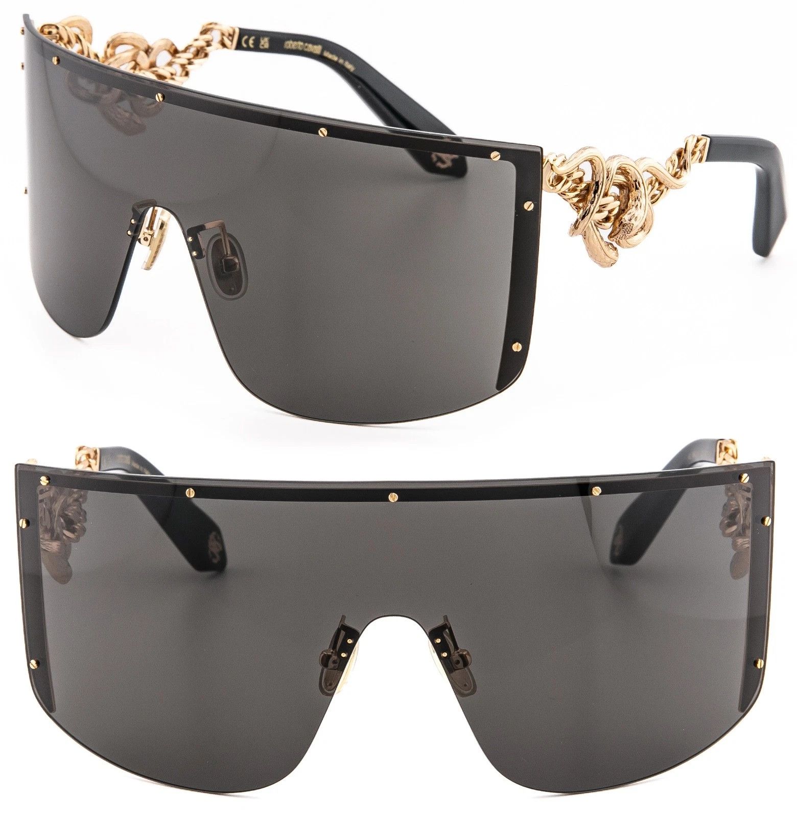 Roberto Cavalli ROBERTO CAVALLI 015 SRC015M Gold Black Visor Mask RC015 Size ONE SIZE - 1 Thumbnail