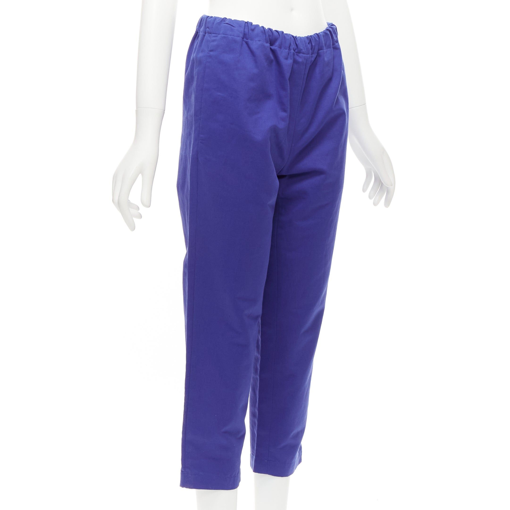 Marni MARNI cobalt blue cotton linen minimalistic drawstring cropped pants Size 27" / US 4 / IT 40 - 1 Thumbnail