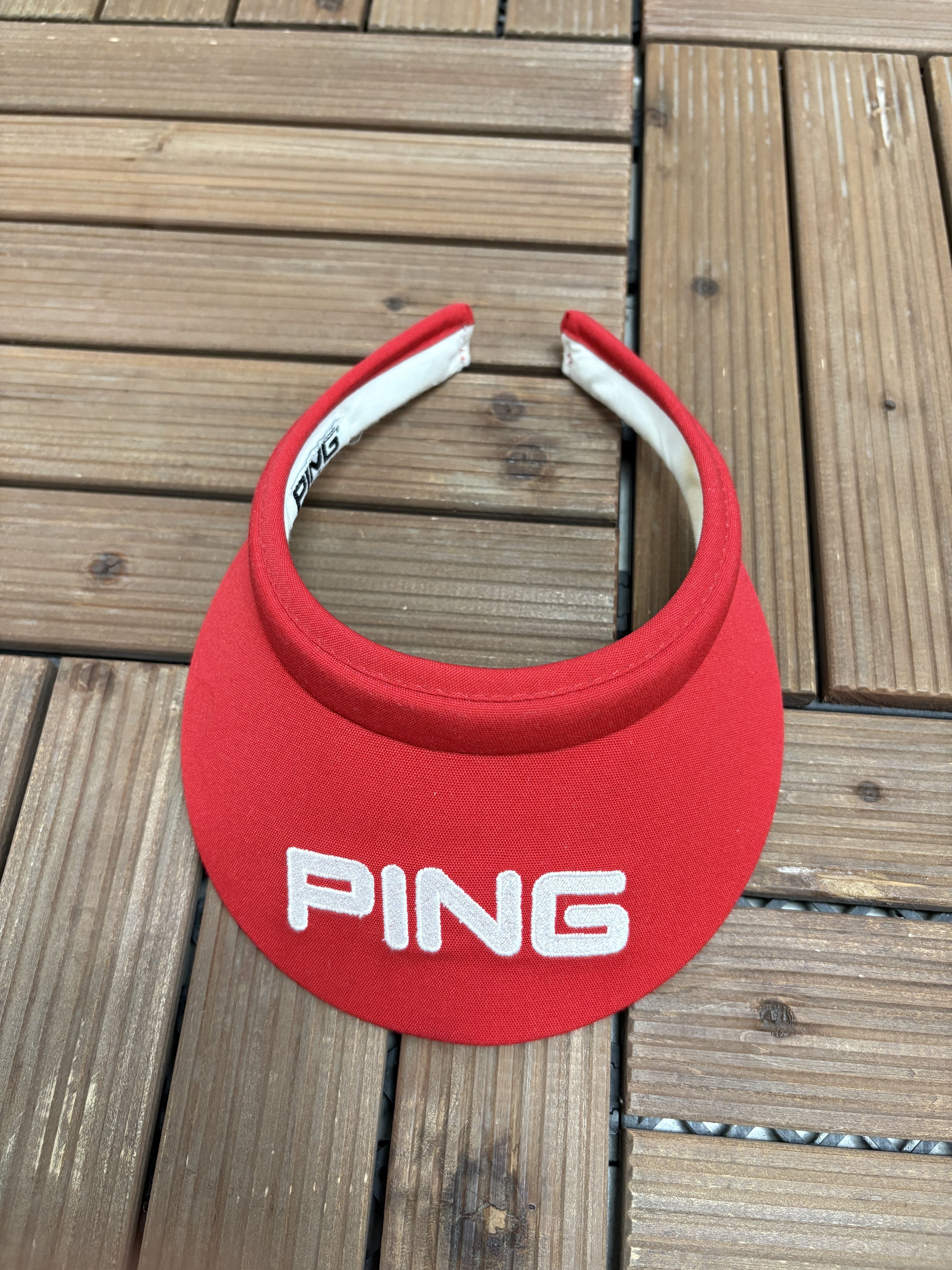 PING PING Embroidered Vintage Red Visor Hat Cap Size ONE SIZE - 1 Thumbnail