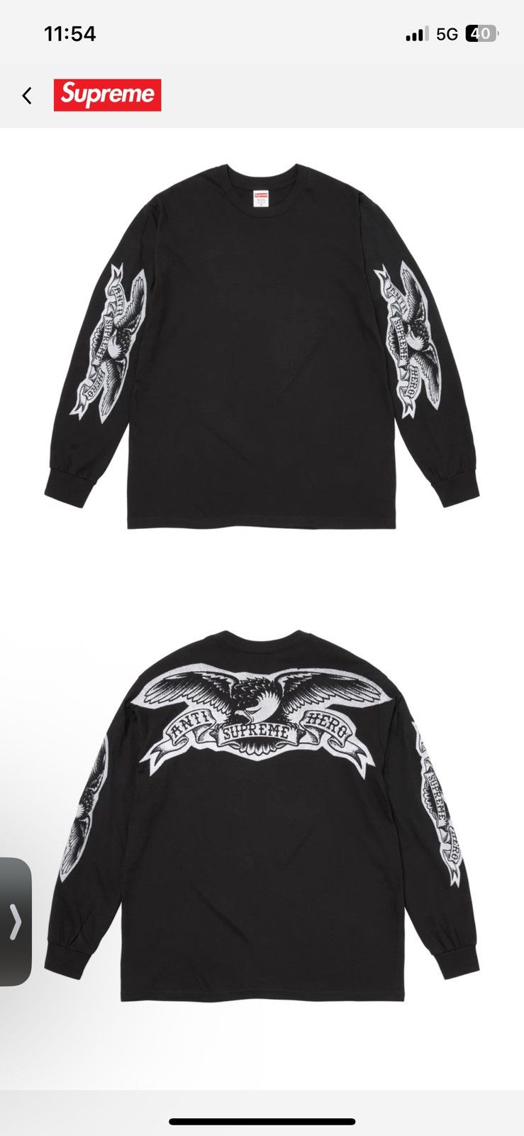 Antihero × Supreme Antihero eagle L/S tee INHAND | Grailed