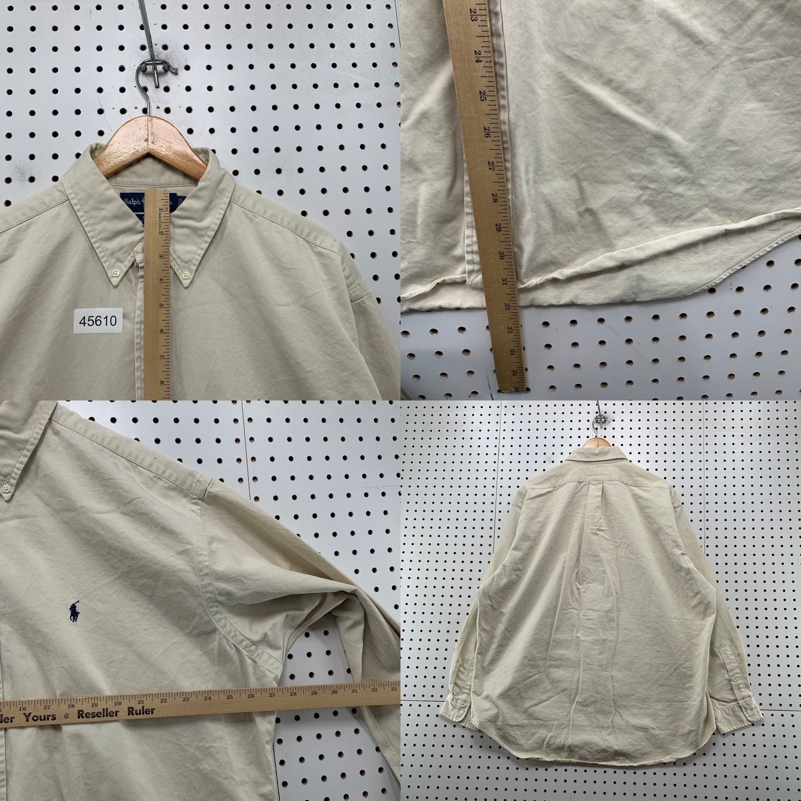 Ralph Lauren VINTAGE Ralph Lauren Button-Down Shirt Mens XL Beige Blake Thick Heavy 100% Cotton Ble? Size US XL / EU 56 / 4 - 8 Thumbnail