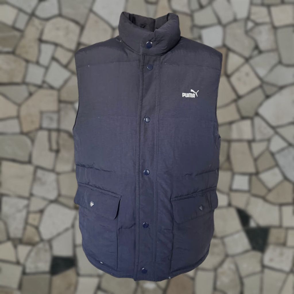Puma Puma Navy Puffer Gilet / Vest – Size 100 (Men’s L) - Puffer Gilet / Padded Vest, Navy, Snap Front, Front Pockets, Leather Patch Logo, Casual Size US L / EU 52-54 / 3 - 1 Thumbnail