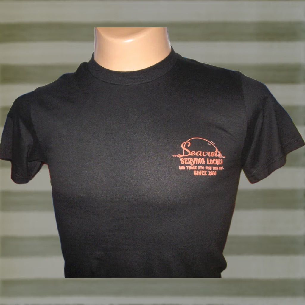 Gildan SEACRETS OCEAN CITY MARYLAND T SHIRT Men’s Small Graphic Print Gildan Cotton Black Beach Features Double-Sided Posterous Size US S / EU 44-46 / 1 - 1 Thumbnail