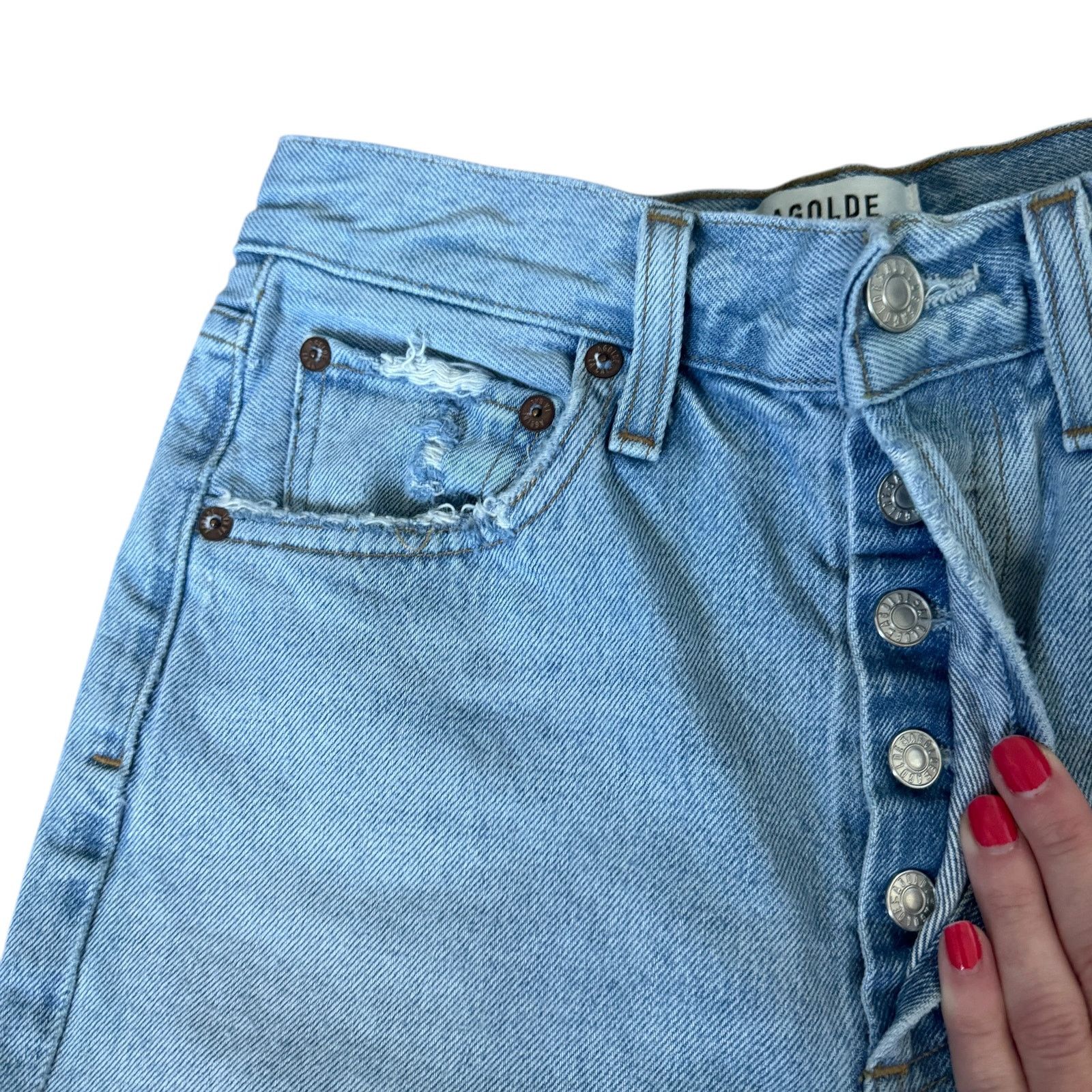 Agolde AGOLDE Riley High Rise Straight Crop Jeans Clear Skies Size 25" / US 0 / IT 36 - 6 Thumbnail