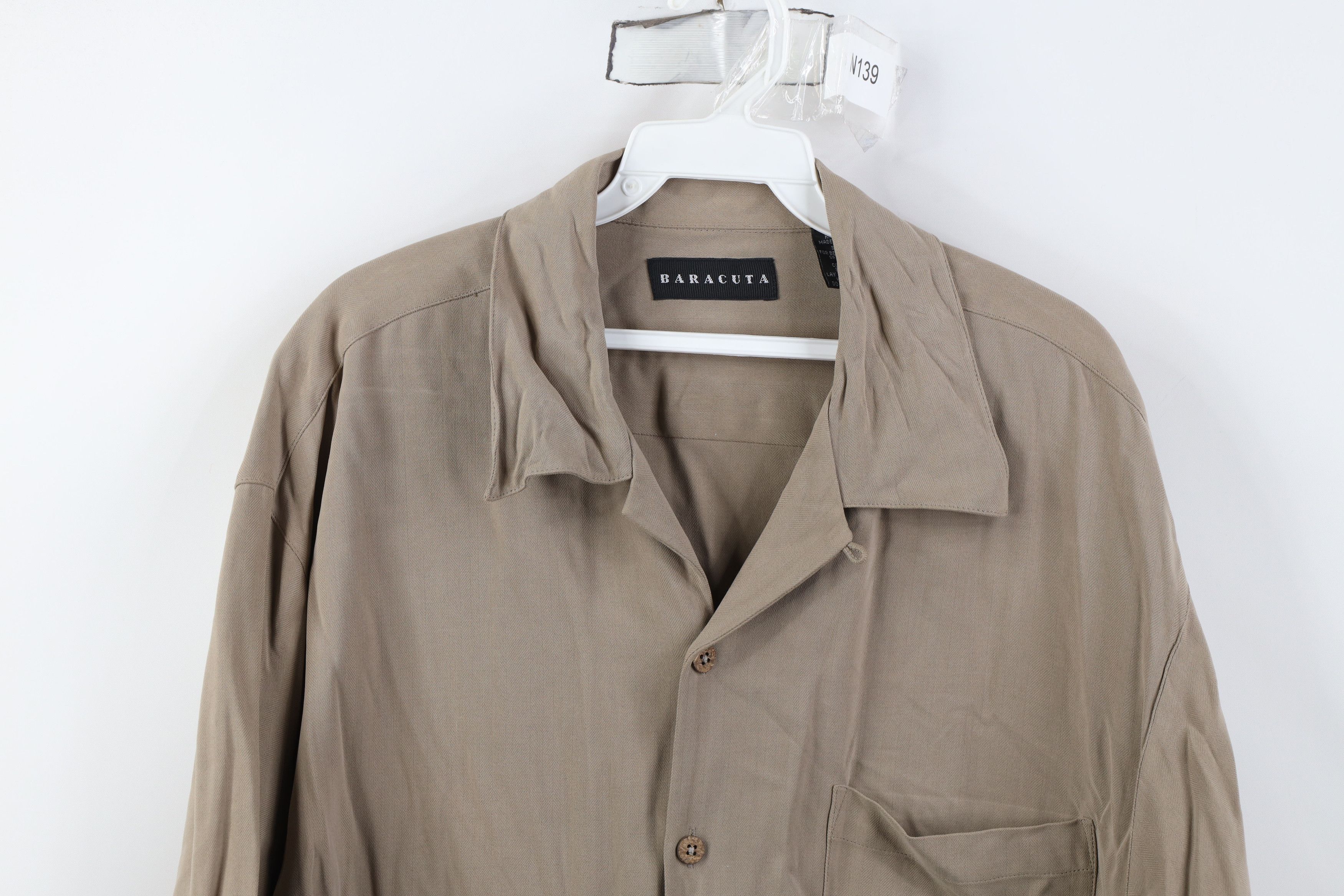 Vintage Vintage 90s Streetwear Looped Collar Silk Button Shirt Brown Size US L / EU 52-54 / 3 - 2 Thumbnail