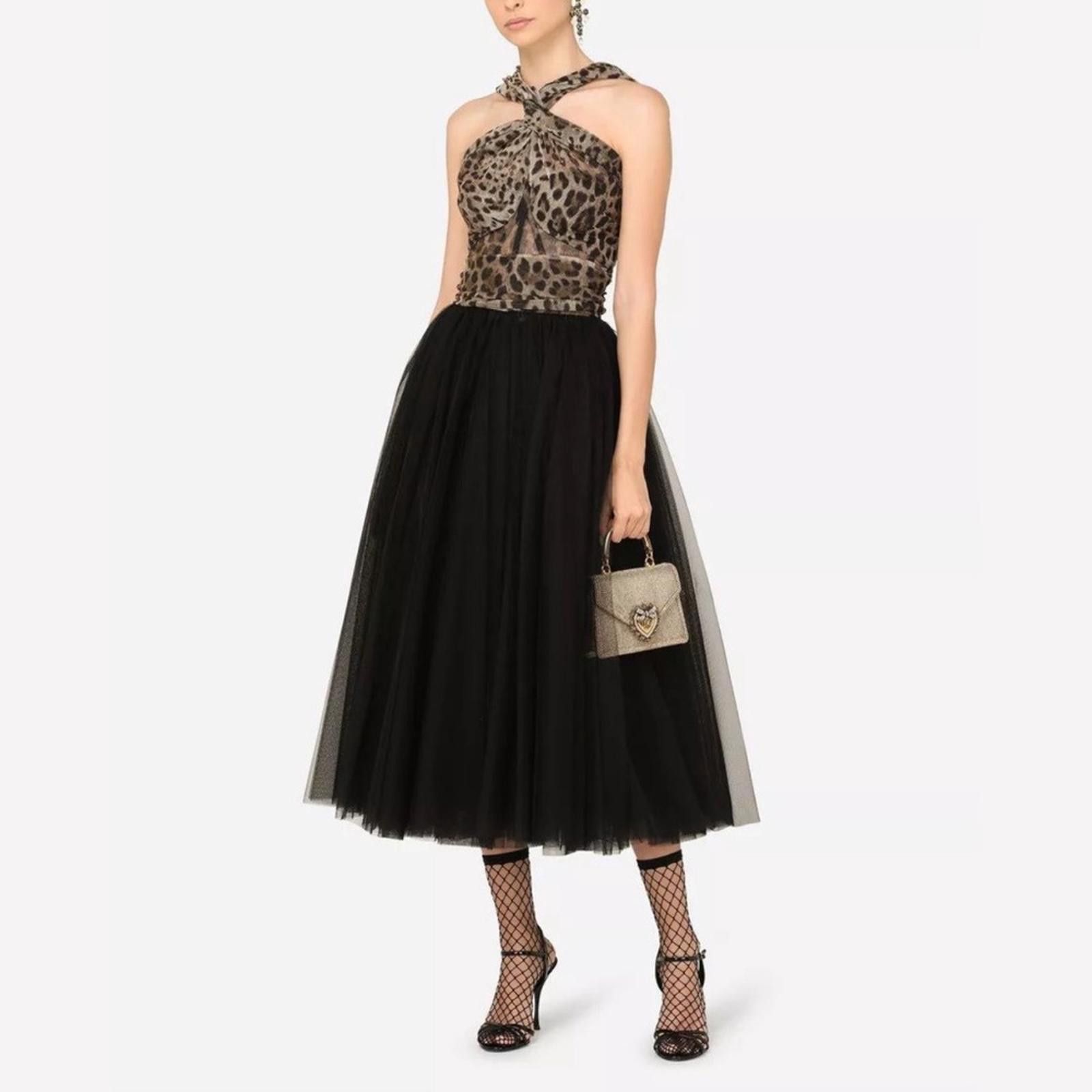 Dolce & Gabbana Dolce & Gabbana Leopard and Black Tulle Gown Size XS / US 0-2 / IT 36-38 - 1 Thumbnail