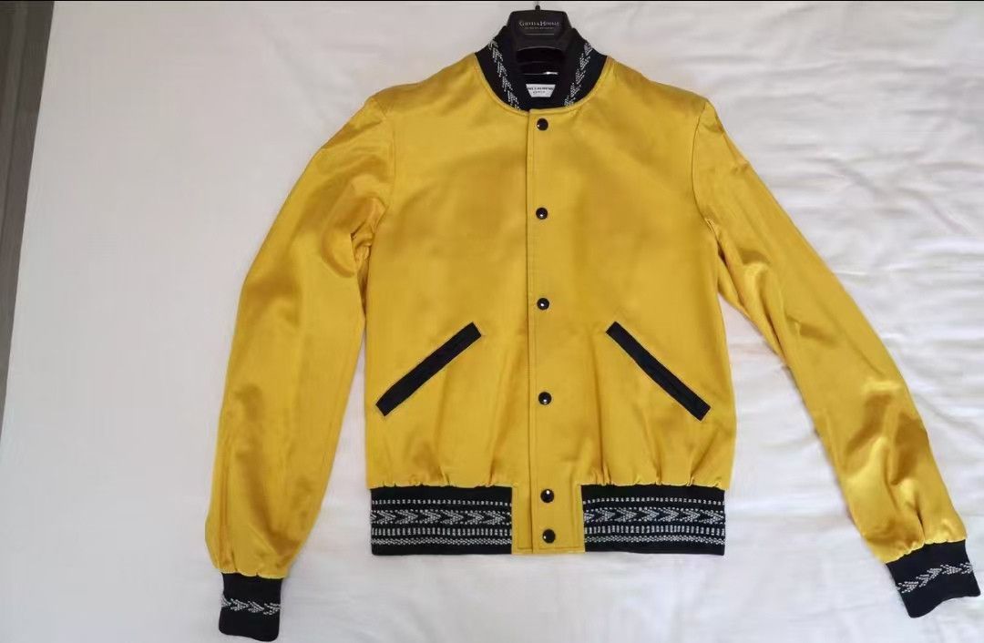 Saint Laurent Paris Saint Laurent Paris Yellow arrow patchwork baseball jacket Size US M / EU 48-50 / 2 - 1 Thumbnail