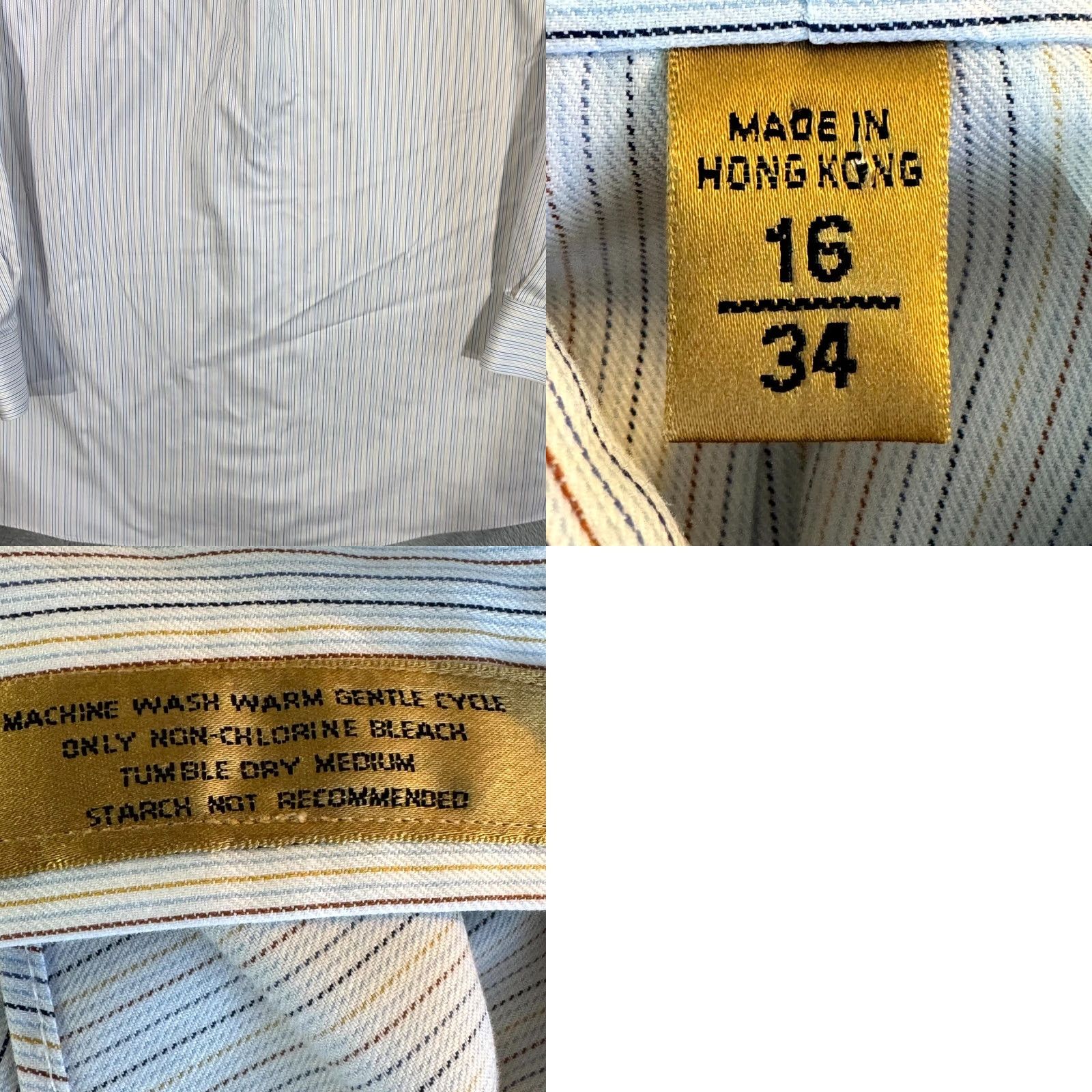 Roundtree & Yorke Gold Label Dress Shirt Mens 16/34 White Blue Striped 100% Cotton Formal Shirt Size 42R - 9 Thumbnail
