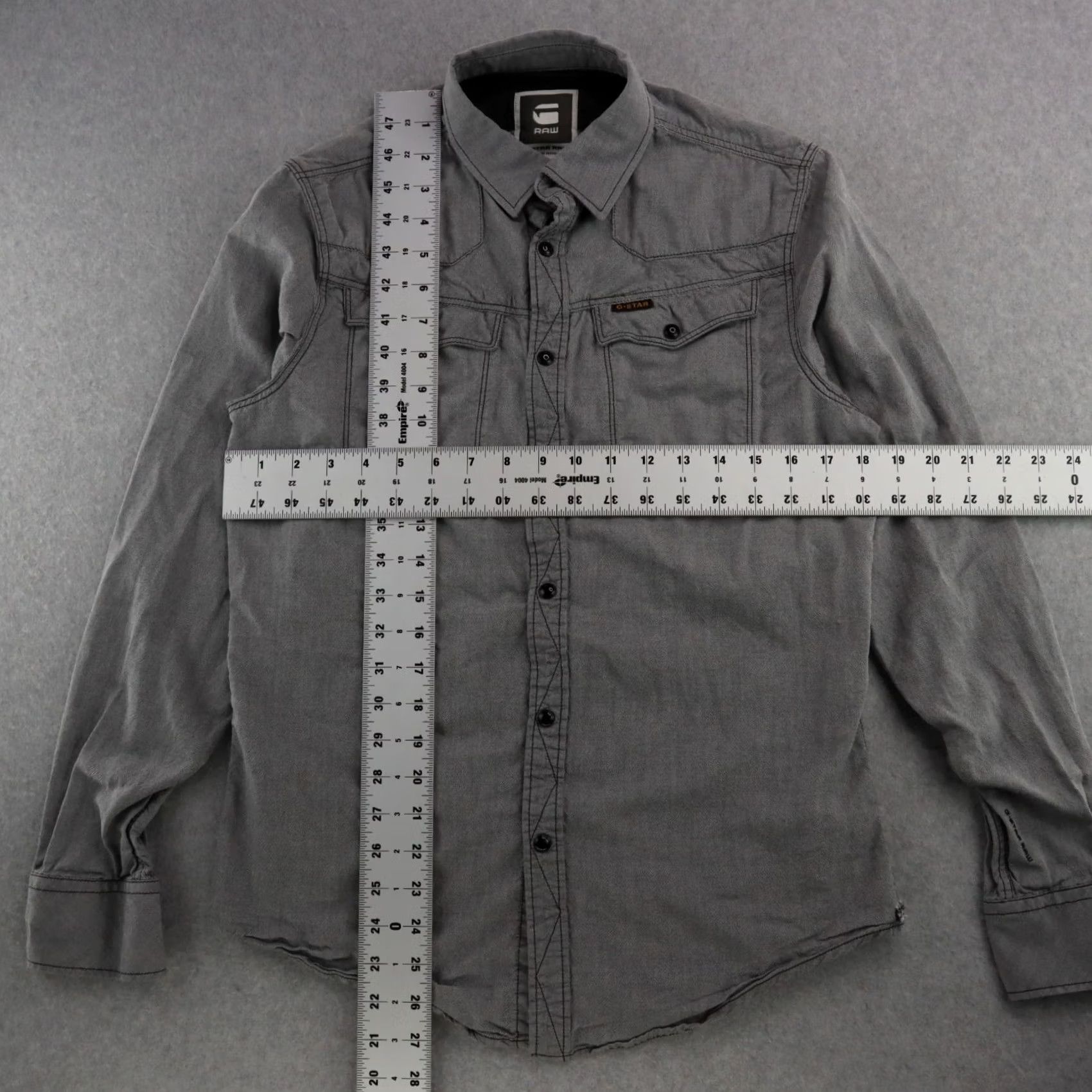 G-Star G-star RAW Tailor Shirt MENS Medium Gray Lightweight Button-Up Long Sleeve Size US M / EU 48-50 / 2 - 3 Thumbnail