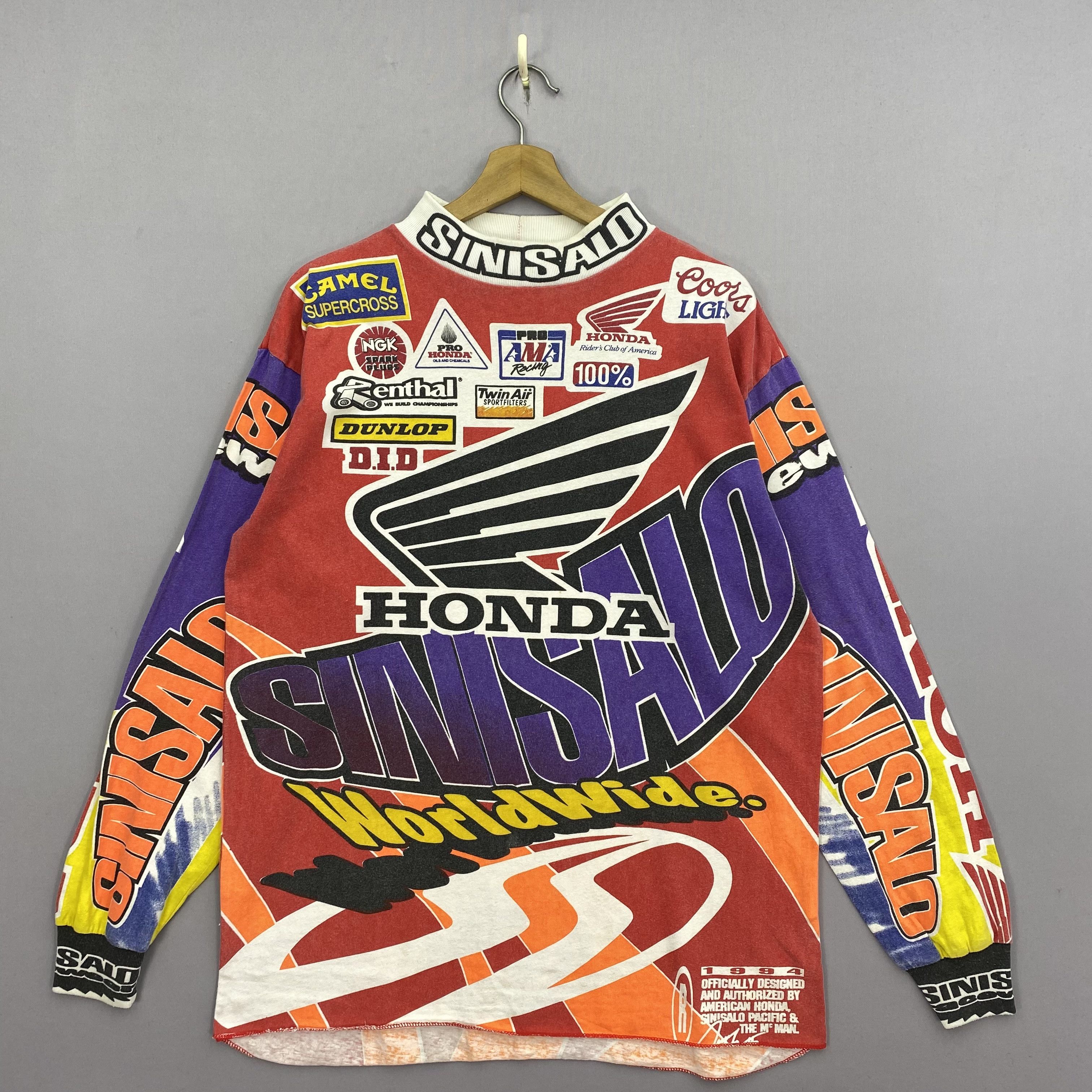 Vintage 90s Honda T-Shirt Sinisalo Racewear Sportswear Tee