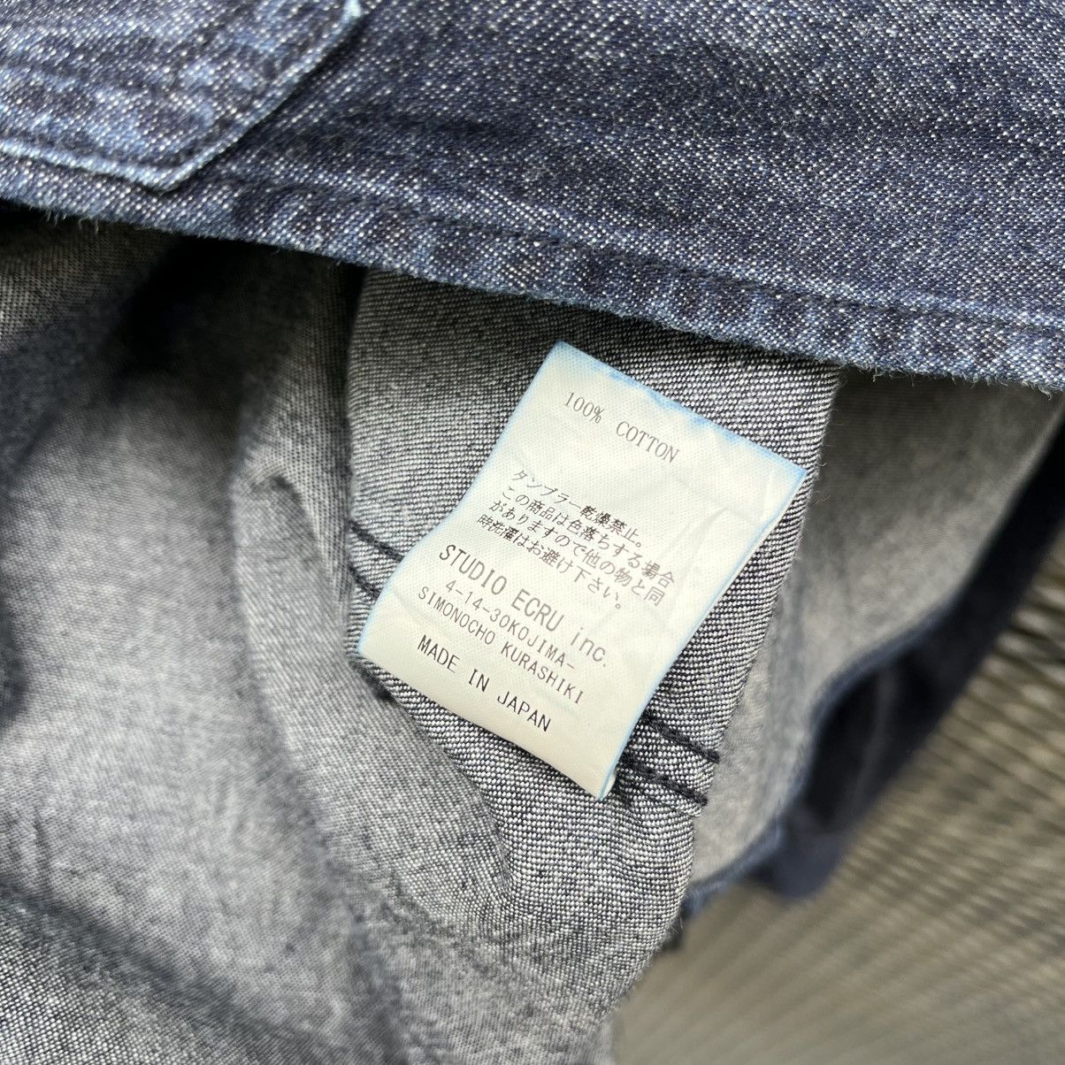 FOB Factory Japanese FOB Factory Denim Chambray Band Collar Workshirt Size US L / EU 52-54 / 3 - 7 Thumbnail