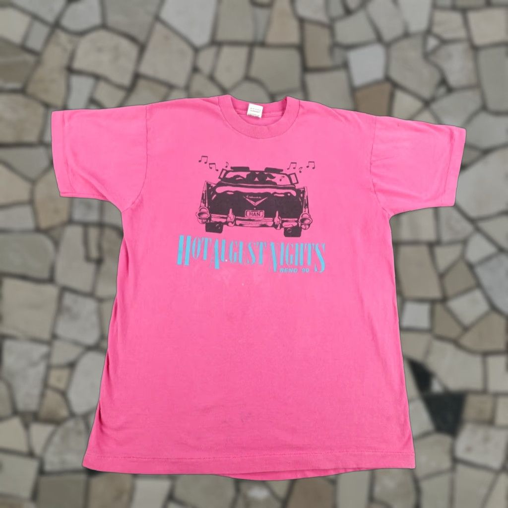 Fruit Of The Loom VINTAGE Hot August Nights Shirt Mens XL Pink 90s Car Graphic Print Fruit of the Loom T-Shirt Size US XL / EU 56 / 4 - 1 Thumbnail