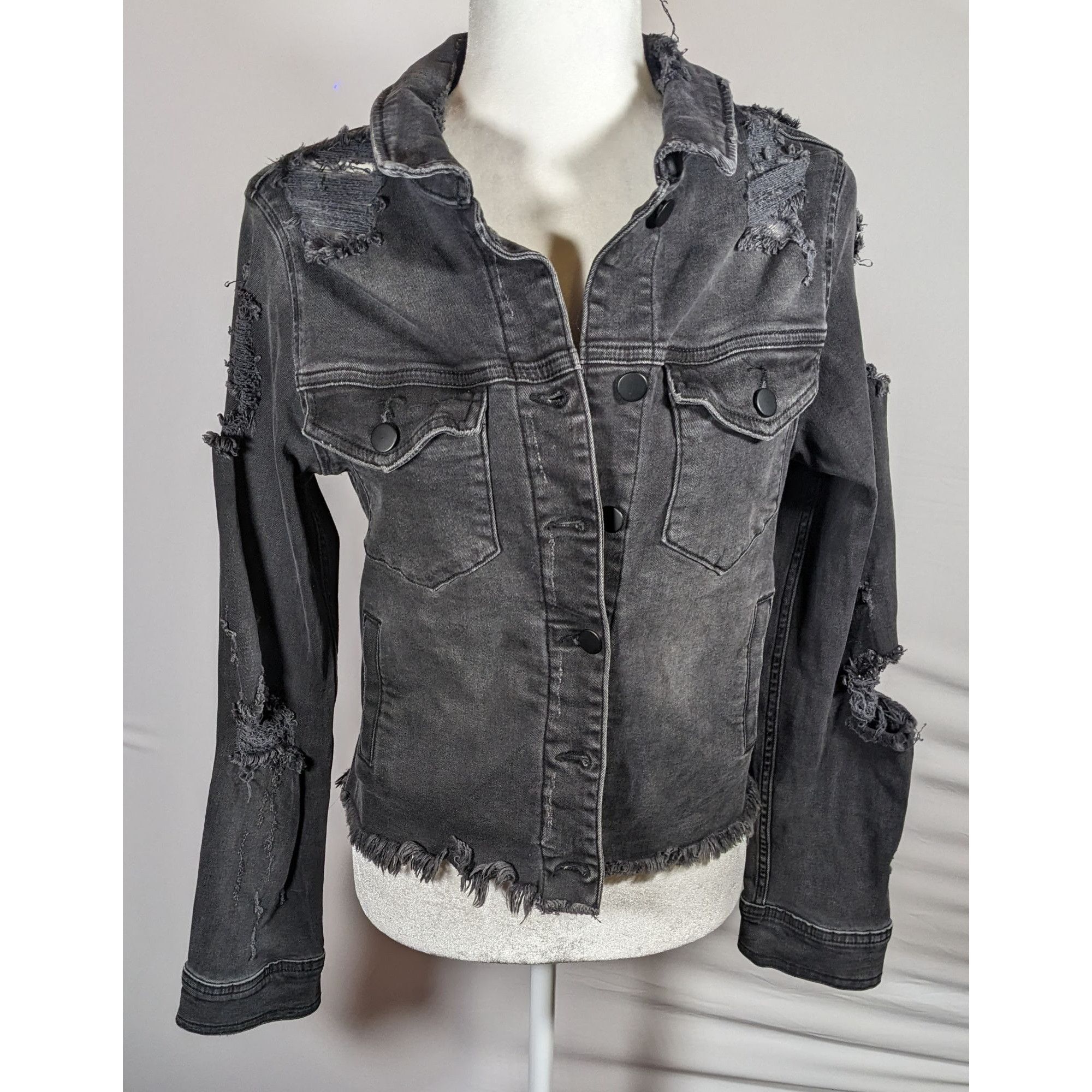 Other Raiine Black Distressed Denim Malibu Jacket Size M / US 6-8 / IT 42-44 - 6 Thumbnail