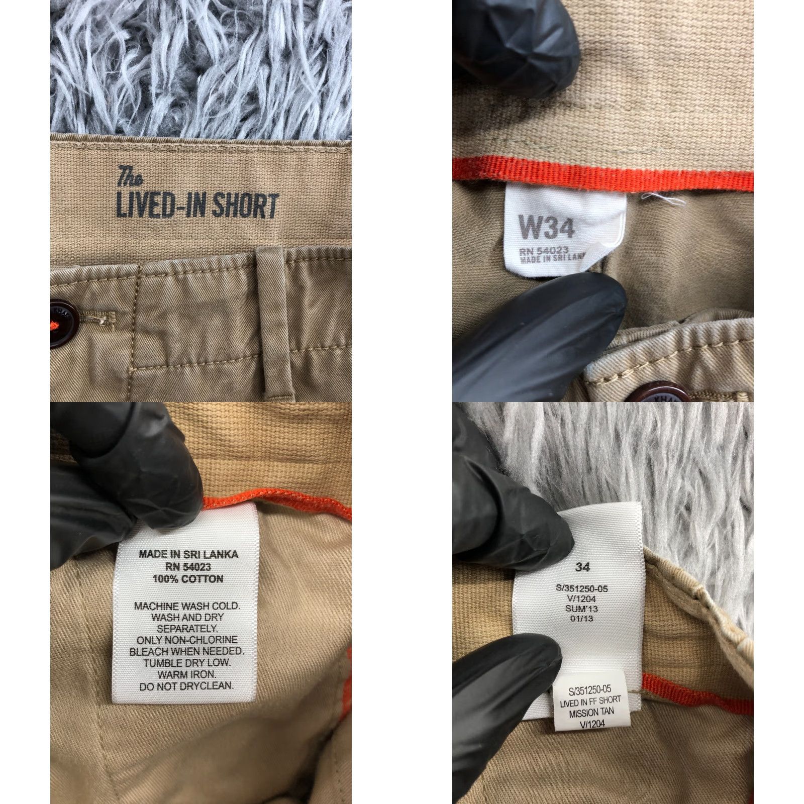 Gap Gap Lived-In Shorts Mens Size 34 Mid Rise Medium Wash Beige Bermuda, 5-Pocket, Belt Loops, Cotton Blend, Regular Fit, Casual, Gap, Men Size US 34 / EU 50 - 8 Thumbnail