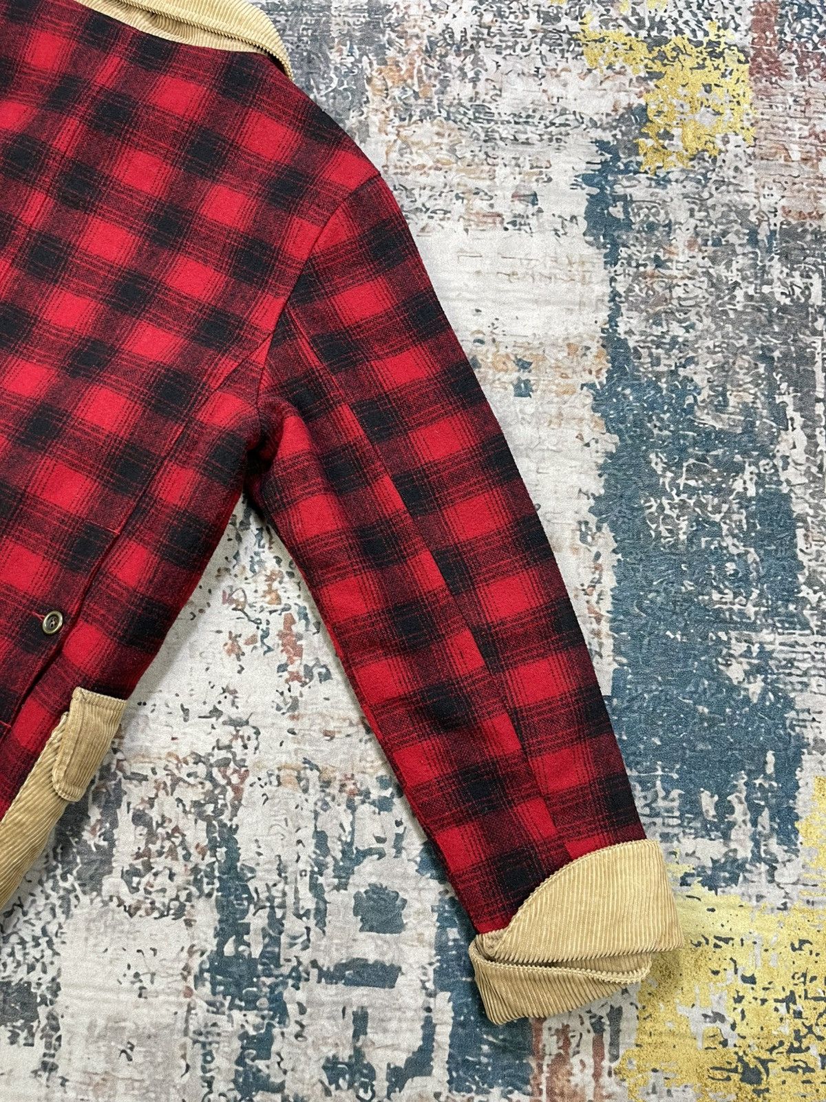 Japanese Brand Sacrifice Japan Plaid Wool Leather Trim Hunting Jacket Size US M / EU 48-50 / 2 - 8 Thumbnail