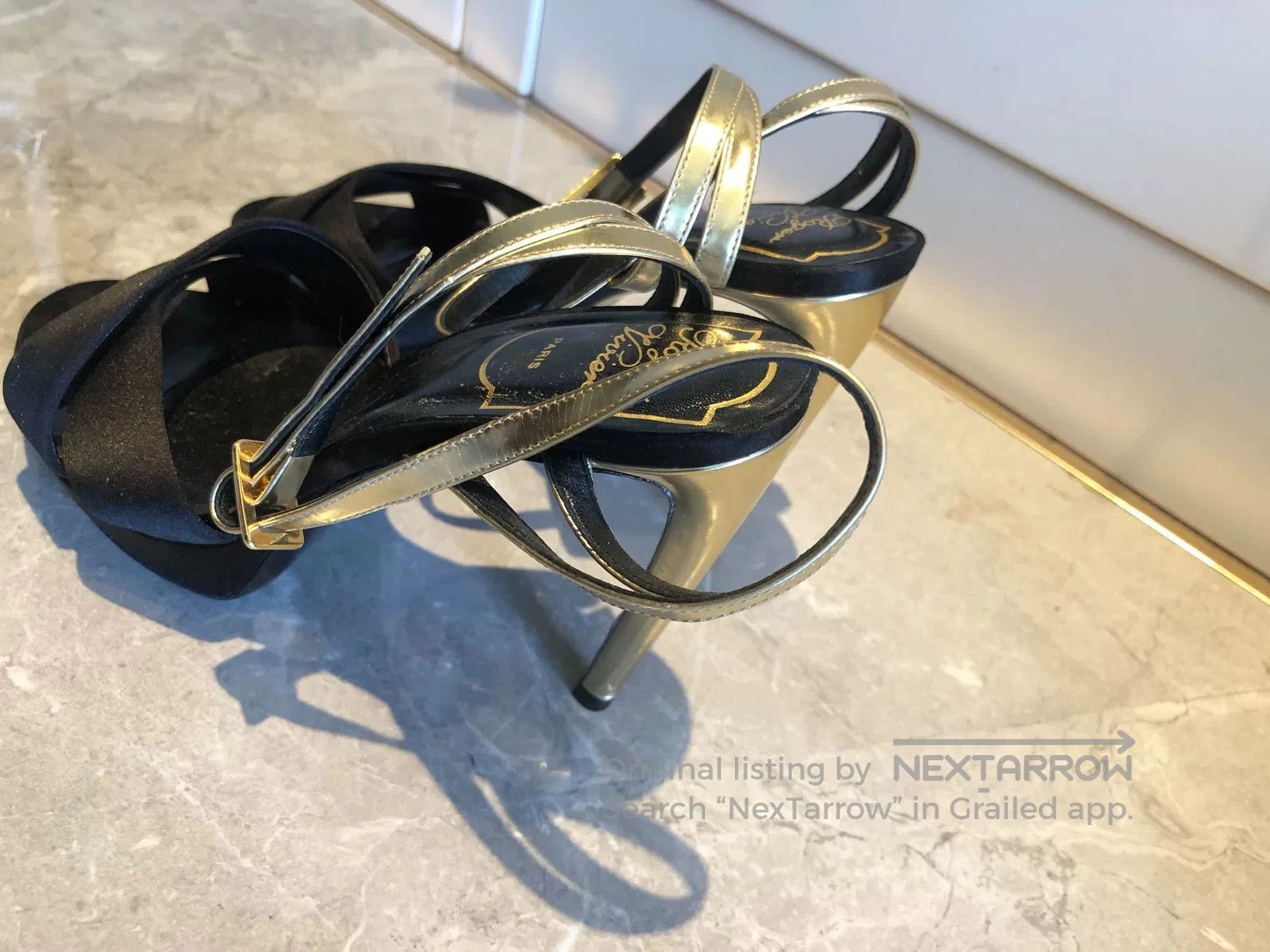 Roger Vivier Roger Vivier Gold Strap Platform Heel Sandal. Size US 4.5 / IT 34.5 - 5 Thumbnail