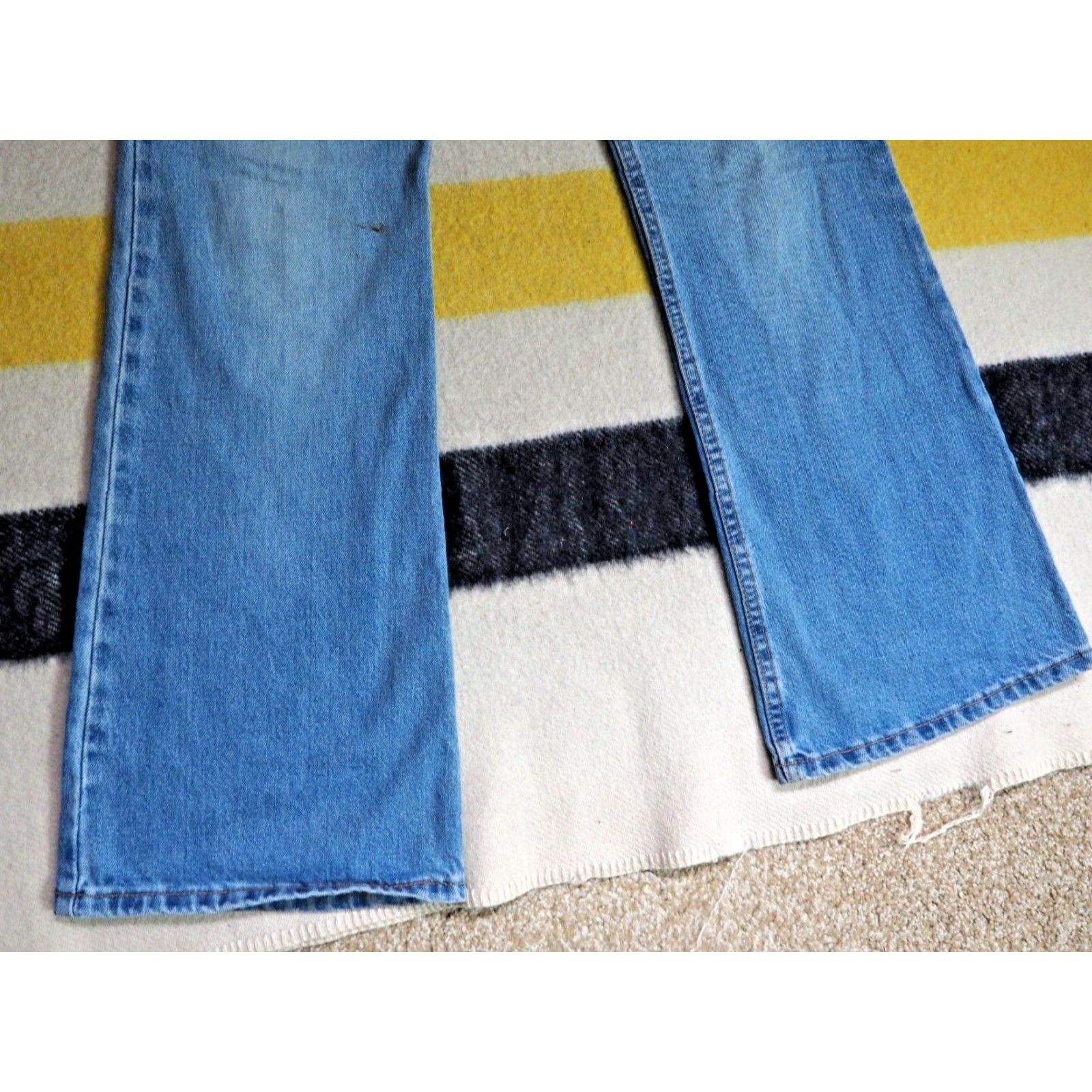 Levi's VINTAGE Levi's 514 Denim Jeans 90s Superlow Flared Faded Blue 29x31 USA Made Hippy Size 29" - 5 Thumbnail