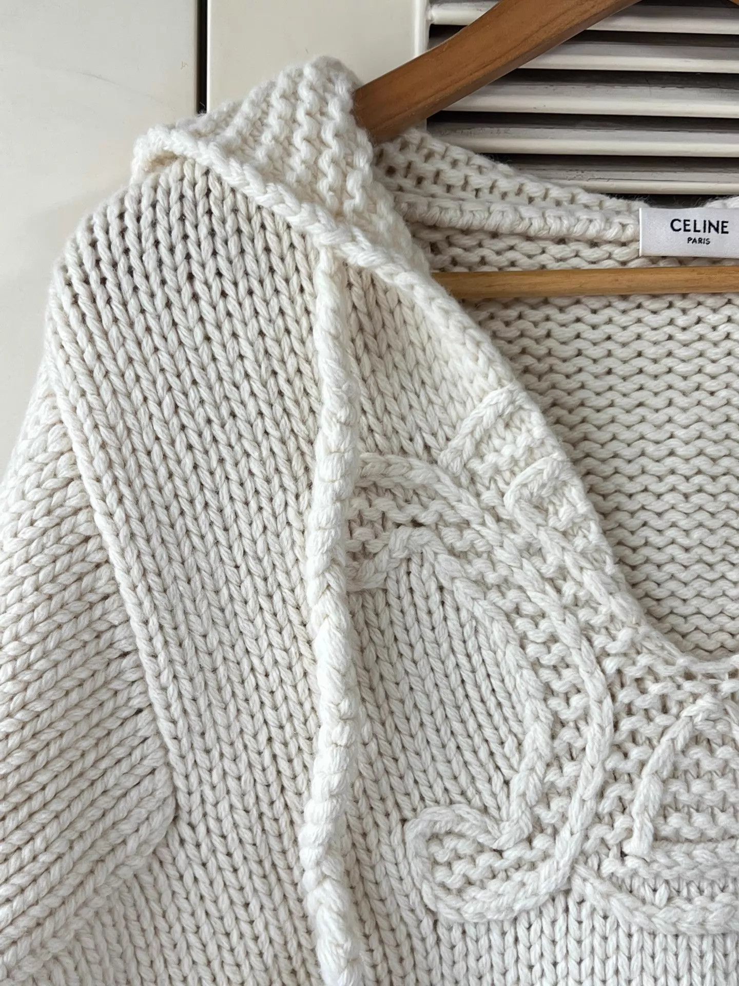 Celine Celine Triomphe Oversize Hoodie S Cream Tassel Drawstring Size S / US 4 / IT 40 - 4 Thumbnail